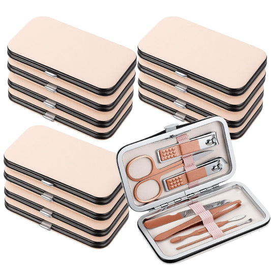 12 Pcs Manicure Set, Stainless Steel Nail Clippers Set, Mini Manicure Kit, Travel Grooming Nail Kit with Leather Bag for Men and Women