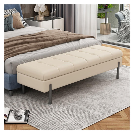 Bedroom End of Bed Bench Storage Footstool, Bedroom End Bench, Upholstered Fabric Storage Footstool, Entryway Upholstered Footstool, Footstool for Living Room and Bedroom Ottoman Couch Bench (Color :