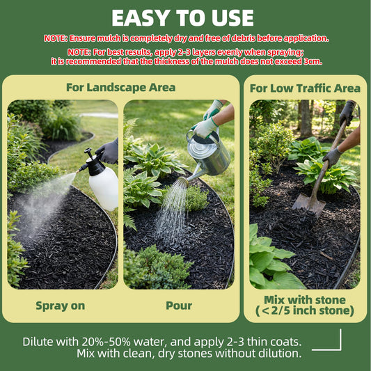 Shabebe Mulch Glue 2 Gallons - Super Stick Rock Glue for Landscaping Gravel Binder for Pea Gravel, Long-Lasting & Non-Toxic, Covers 2X More Area Pebble Gravel Hold for Paths, Patios & Garden Borders