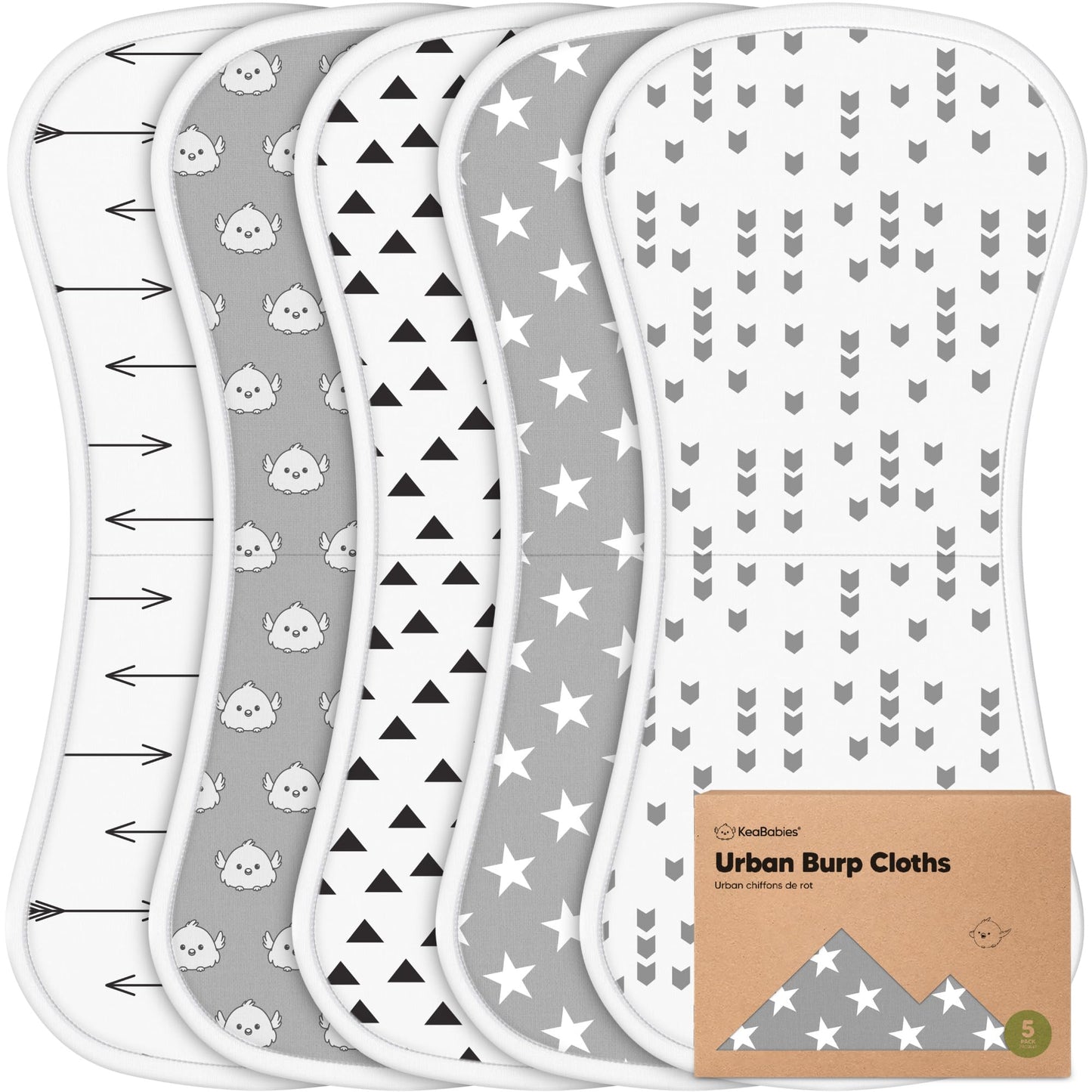 Organic Burp Cloths Baby Boy & Girl - 5-Pack Super Absorbent Cotton Burping Cloths for Babies, Soft & Plush Newborn Spit Up Rags, Infant Towels for Milk Spit Up, Unisex, Large 21" x 10" (Sweet Charm)
