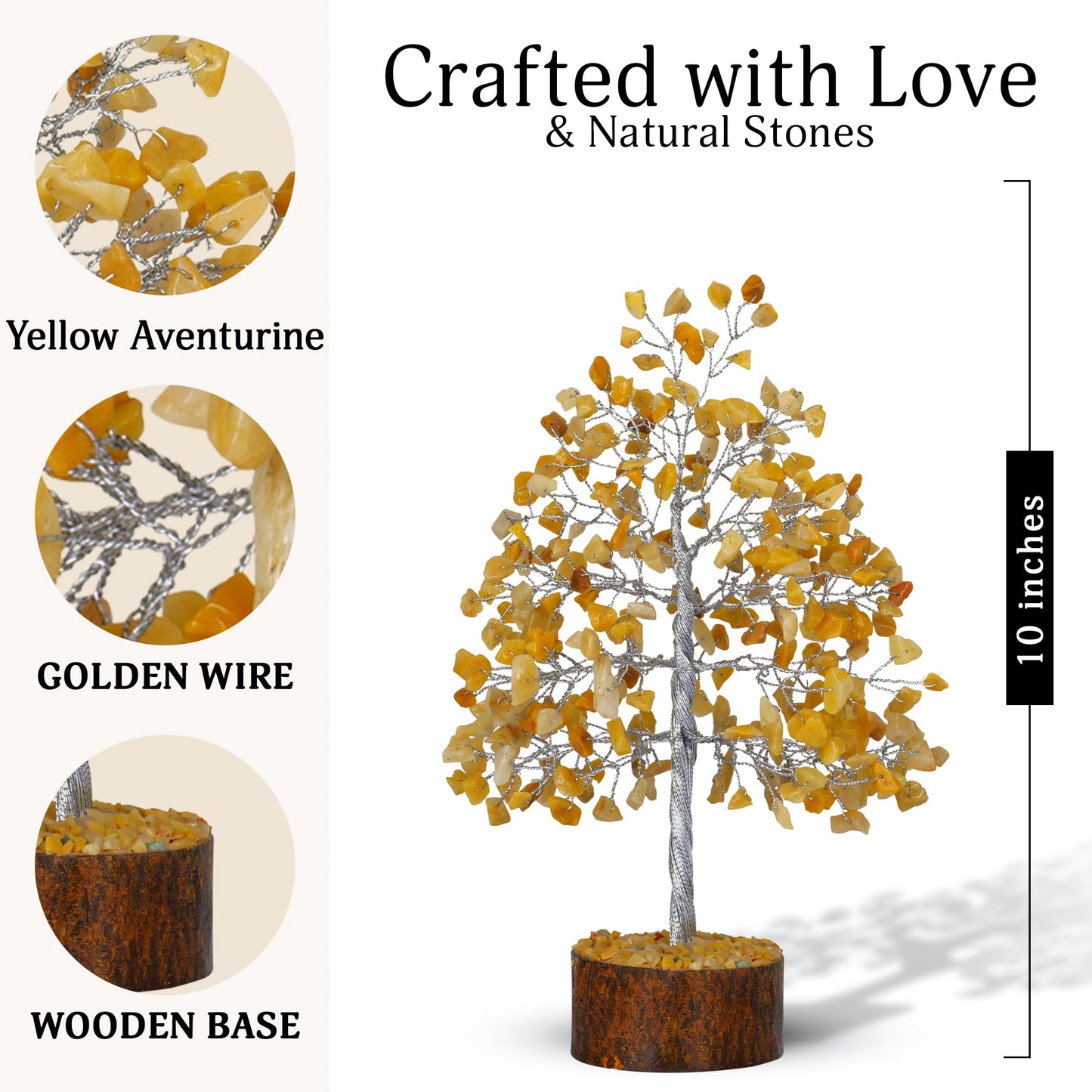 FASHIONZAADI Yellow Aventurine Healing Crystal Bonsai Tree, Desk Decor for Room & Office Decor, Spiritual Gift - Crystals for Home, Room Decor - Cute House Warming Gifts for Women, Mom Birthday