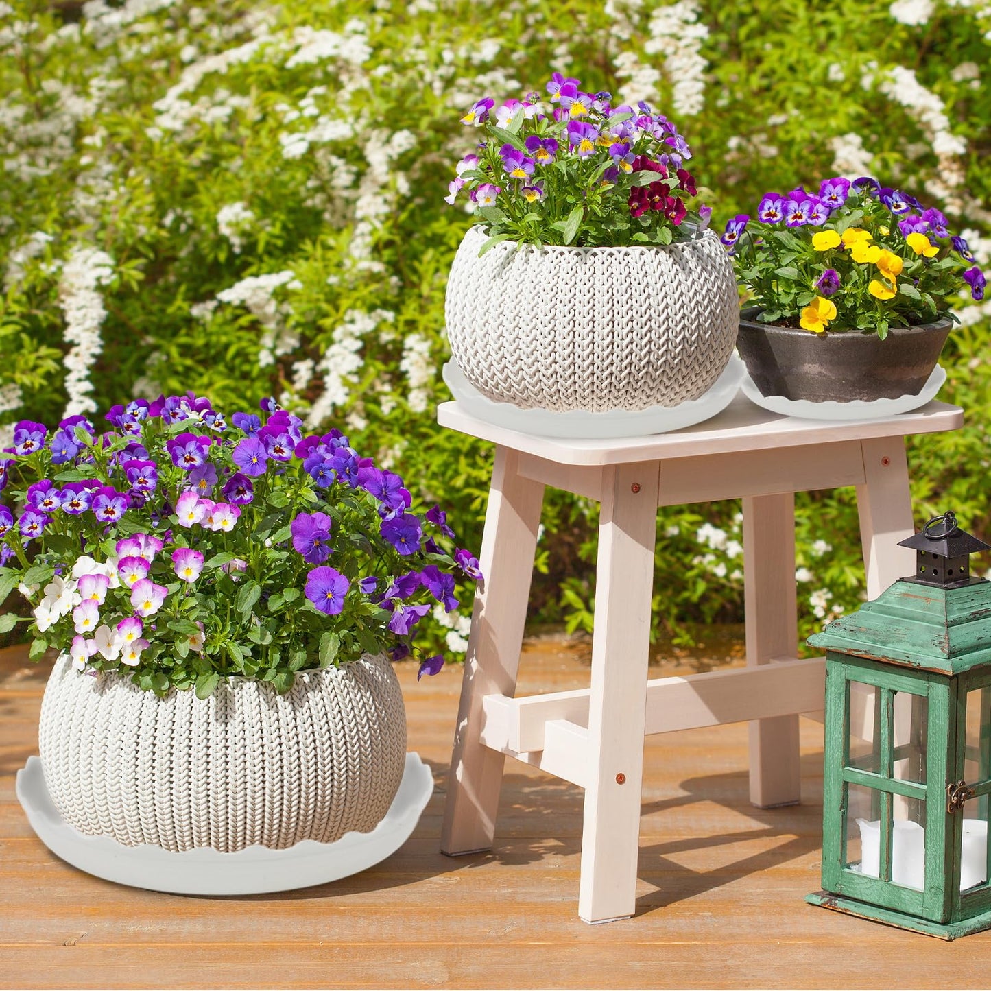 YUANAIYI 6 Packs Wave Plant Saucer - Plastic Flower Pot Drip Trays/Durable Heavy Duty White Plant Tray for Indoor and Out Door Plant(6/8/10 inch)