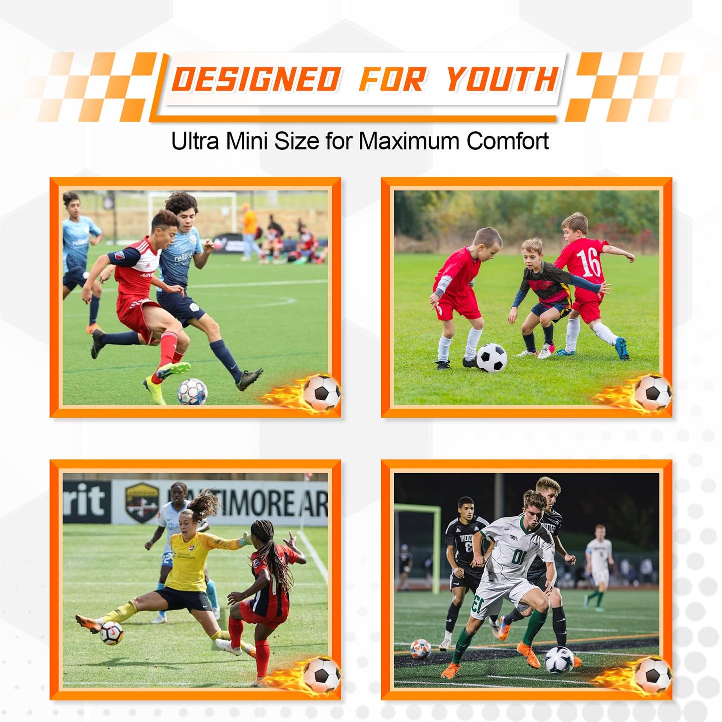 2 Pairs Mini Soccer Shin Guards for Kids Youth & Adults - Ultra Lightweight Small Shin Pads, Comfortable Fit for Football, Indoor Soccer, Training (3.15" x 1.97")