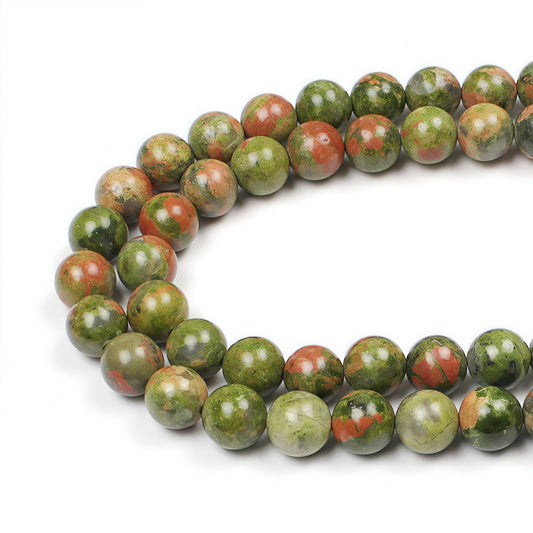 MJDCB Natural Stone Beads Unakite Round Loose Spacer Beads 15'' 4m 6m 8m 10mm 12m for Jewelry Making (10mm)