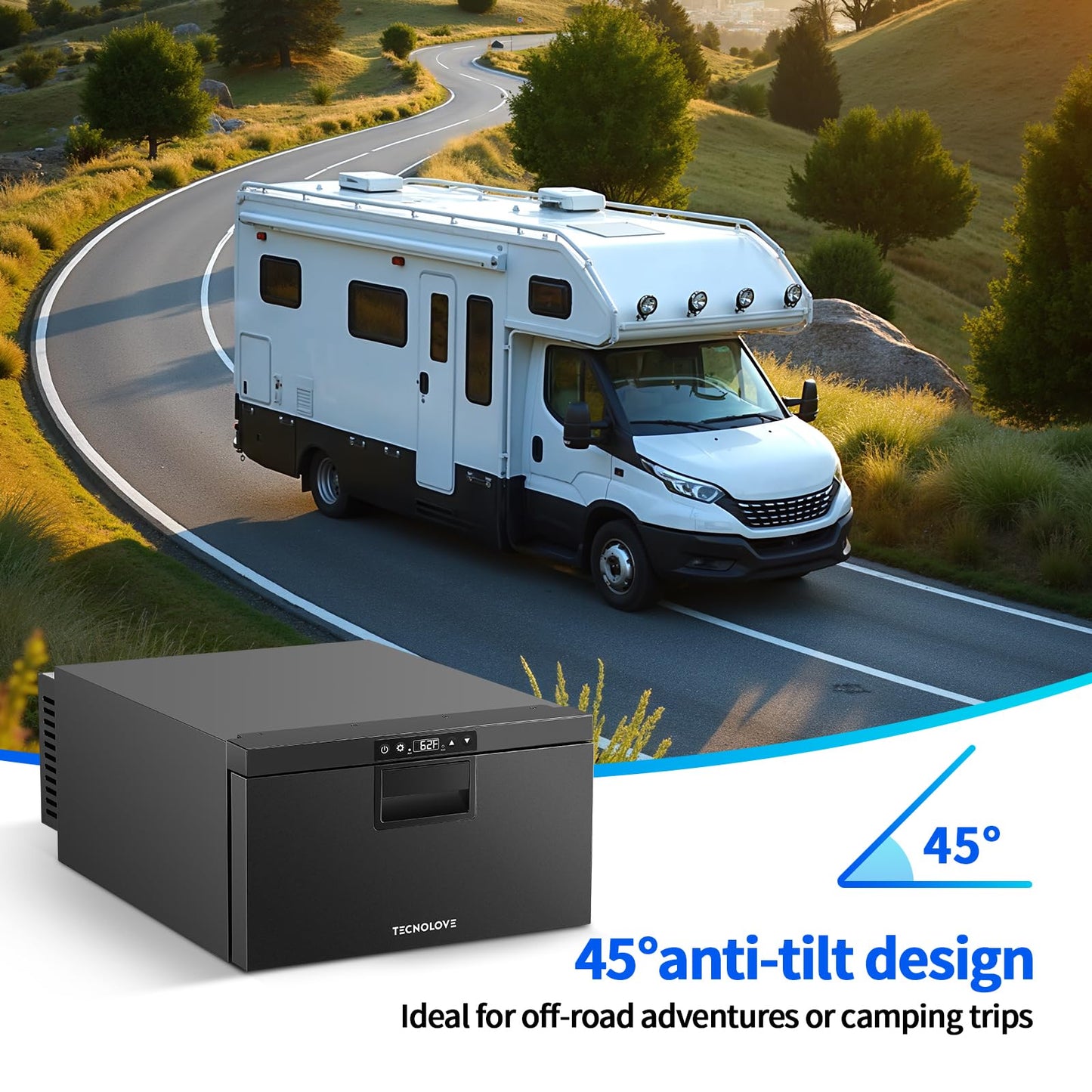 12 Volt Drawer Refrigerator 33QT（32L）12V RV Fridge Freezer,(-4℉-68℉) Portable Refrigerator,Car Cooler for Travel Car Fridge Freezer, Travel Camping Road Trips Tailgating, Truck Van SUV 12/24V DC