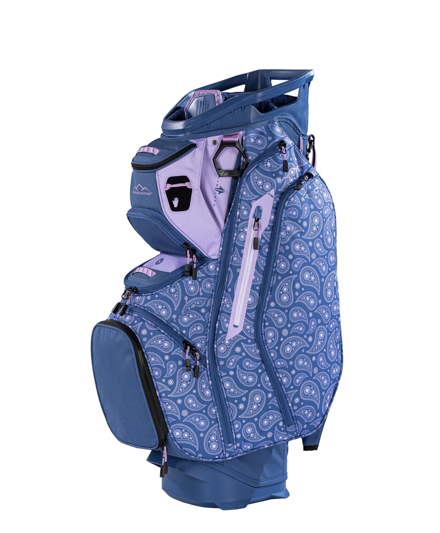 Sun Mountain Women's C130 Lightweight Cart Golf Bag 14-Way Top - 11 Pockets, Smart Dual Strap System, Push-Electric-Riding Cart Compatible Compression Base, 2026 Model - Sport-Paisley-Lavender
