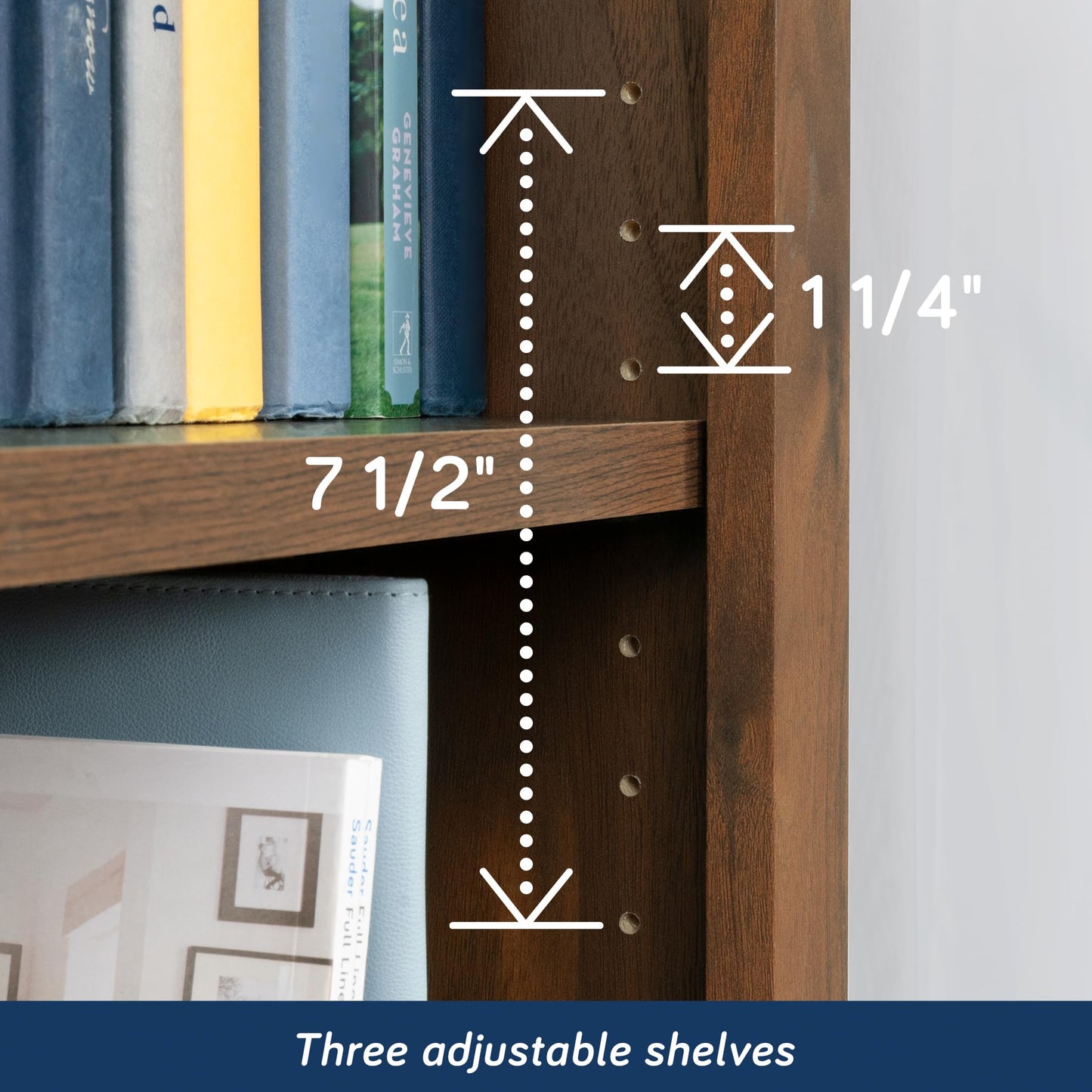 Sauder Select 5-Shelf Bookcase, in a Grand Walnut Finish
