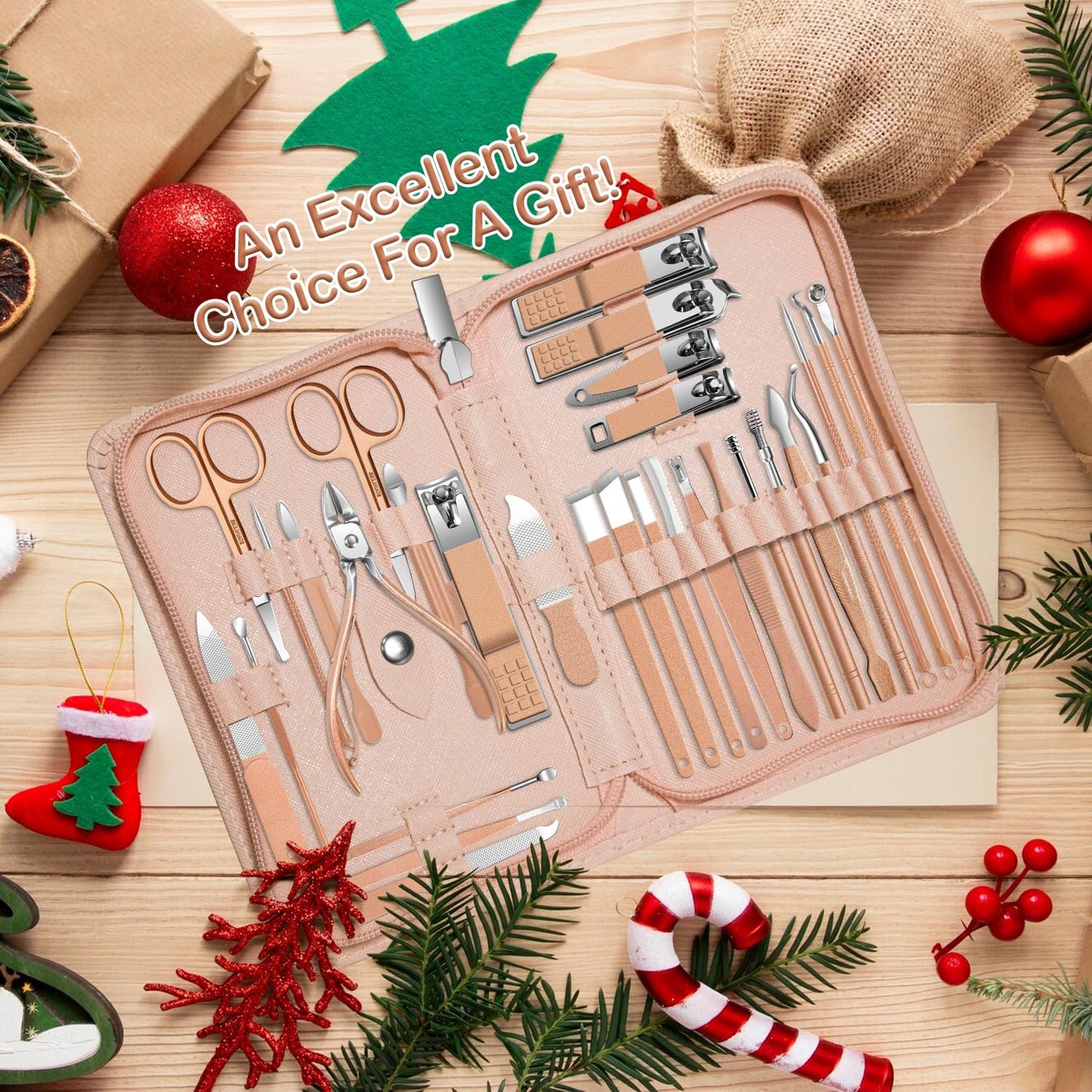 Manicure Set 30 in 1 Nail Clippers Set,Nail Manicure Kit for Women,RedFlow Toenail Clippers,Pedicure Kit,Pedicure Tools,Suitable for Travel Manicure Tools (Rose Gold)