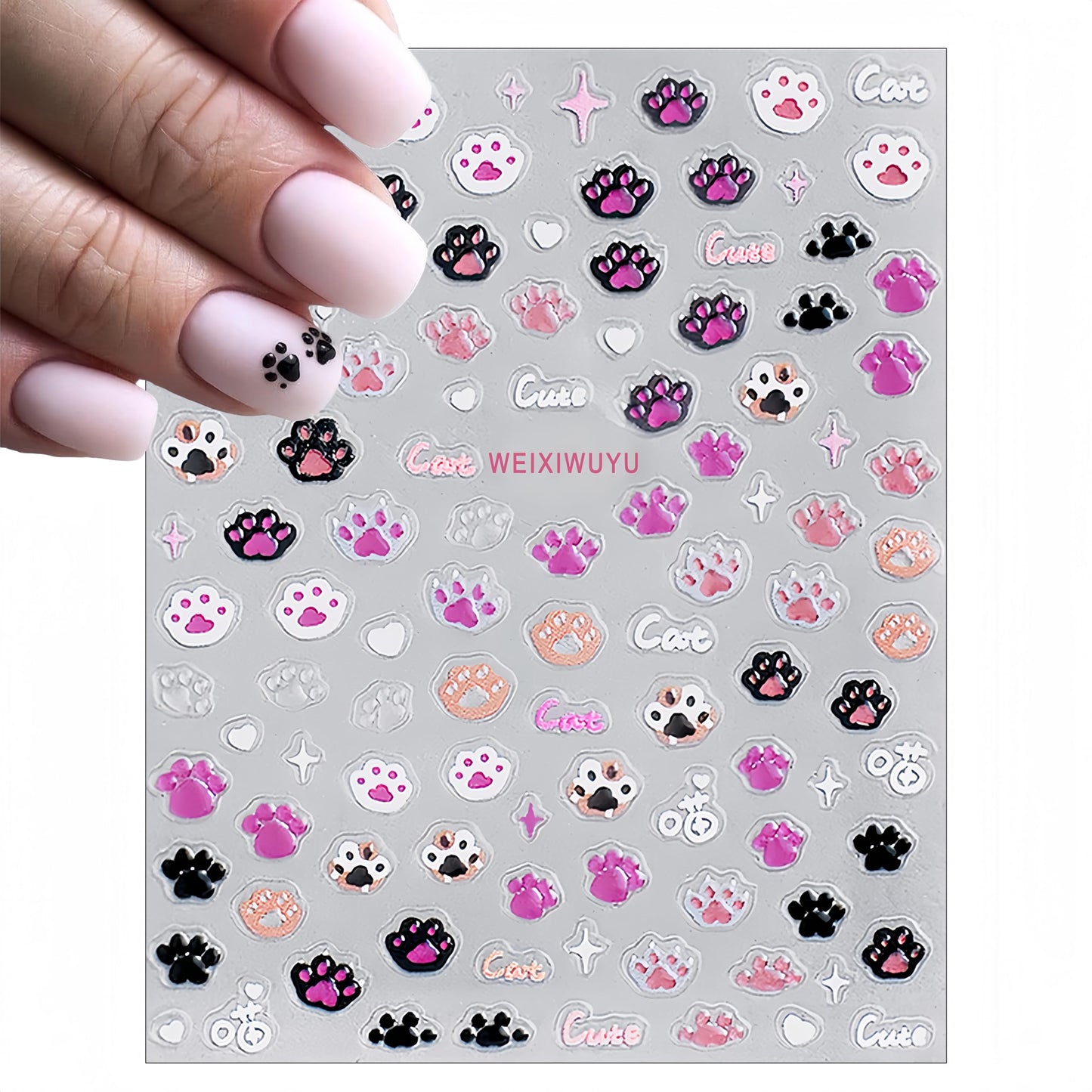 3 Sheets Cute Animal Nail Art Stickers Exquisite Cartoon Animal 5D Self- Adhesive Embossed Nail Decals Cute Puppy Cat Chick Nail Art Designs for Women and Girls Kids DIY Manicure Decorations