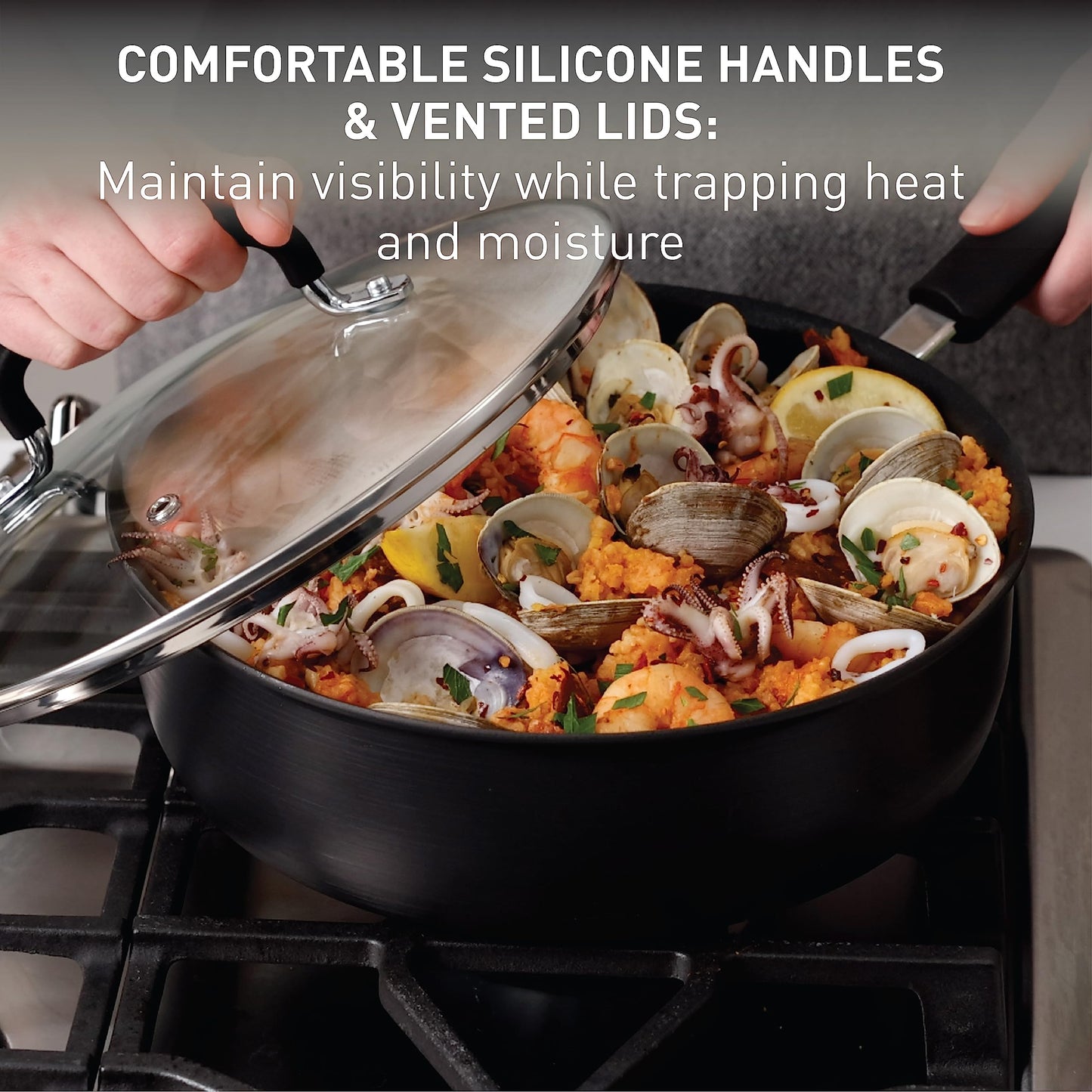 T-Fal Ultimate Hard Anodized Nonstick Pots and Pans Set 17 Piece, Nonstick Cookware Set with Fry Pan, Saucepans, Saute-Pan, Griddle, Dishwasher Safe, Black