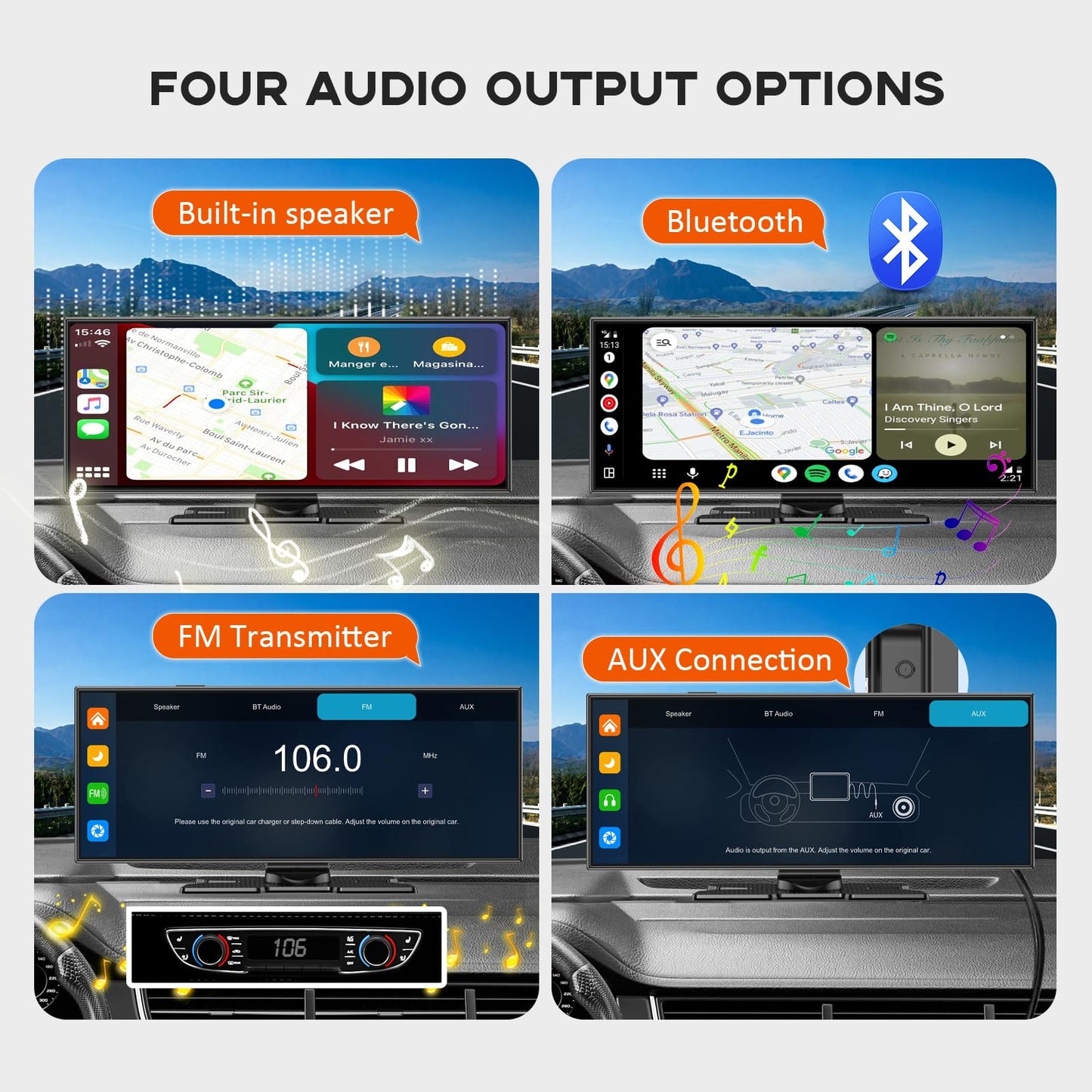 Largest 11.5" Portable Carplay Screen for Car, 4K Wireless Car Play & Android Auto, Upgrade Touchscreen with Dash Cam, App Control/Loop Recording/Backup Camera/Mirror Link/GPS/FM for All Vehicles