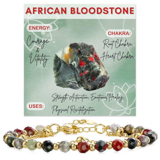 Farfume African Bloodstone Crystal Bracelet Beaded Bracelets for Women 4mm Natural Stone Beads Gemstone Handmade Jewelry Valentine's Day Gifts