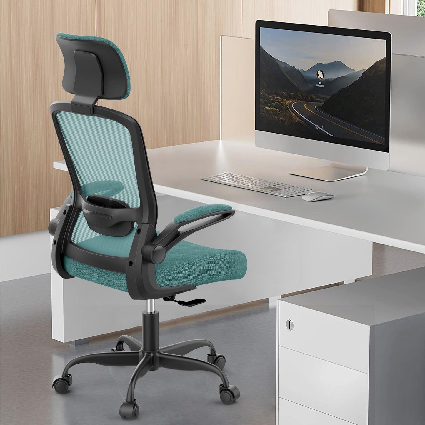 New Year Office Upgrade Ergonomic Desk Chair for Long Hours Sitting – Back & Neck Pain Relief, Adjustable Lumbar Support & Headrest, High-Density Foam Seat, Ideal for Work & Home Office, Green