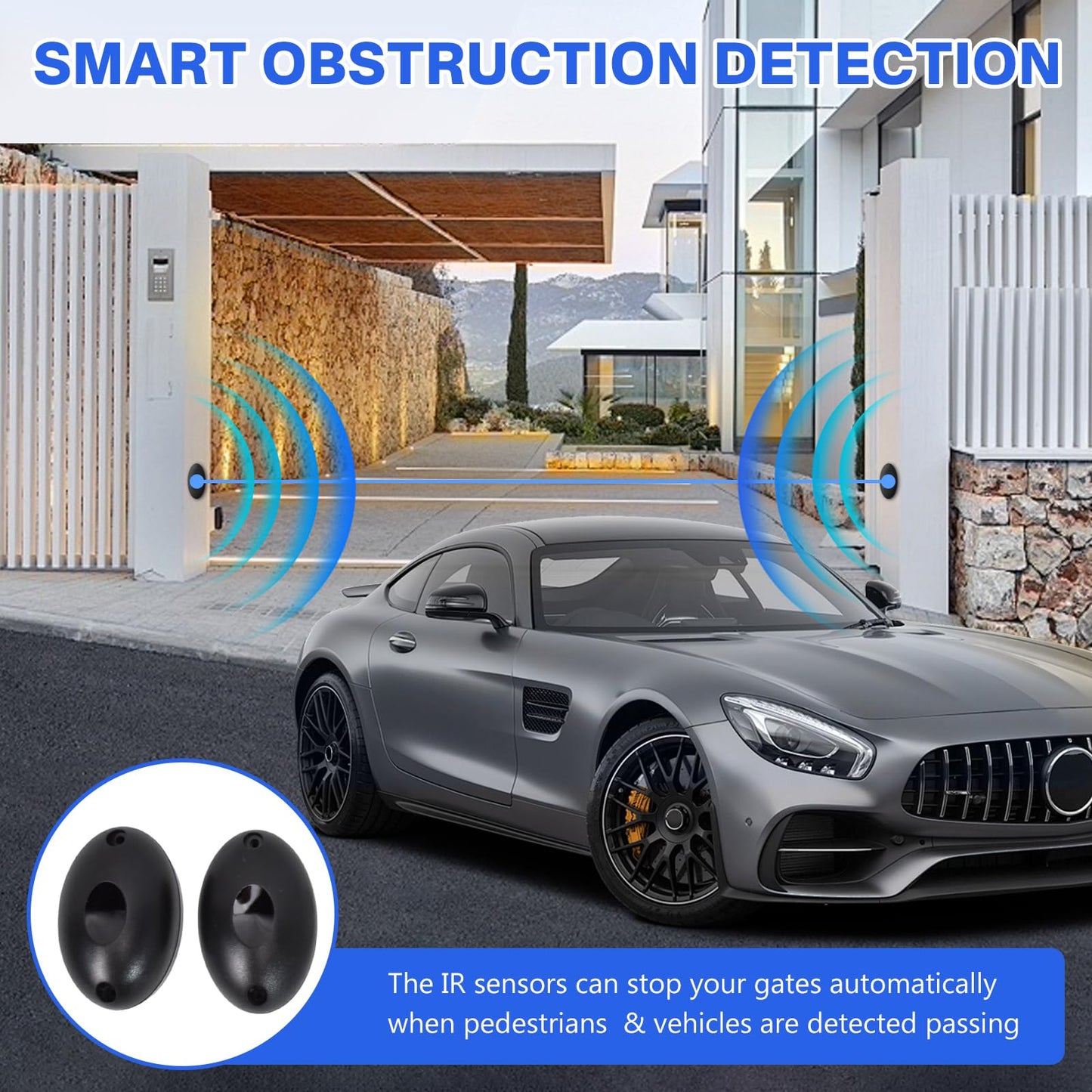 4400LB Automatic Sliding Gate Opener,750W APP Control Electric Rolling Driveway Slide Gate Motor with 4 Remotes,Wireless Keyboard,Gate Operator Hardware Kit for Security,Up to 40FT (Chain Driven)