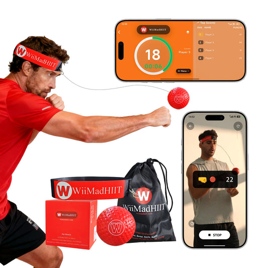 WiiMad Boxing Reflex Ball with App Punch Counter, Reaction Ball for Hand Eye Coordination Training, Boxing Equipment with Headband, Punching Game for Kids, Teens & Adults, Fitness Gift
