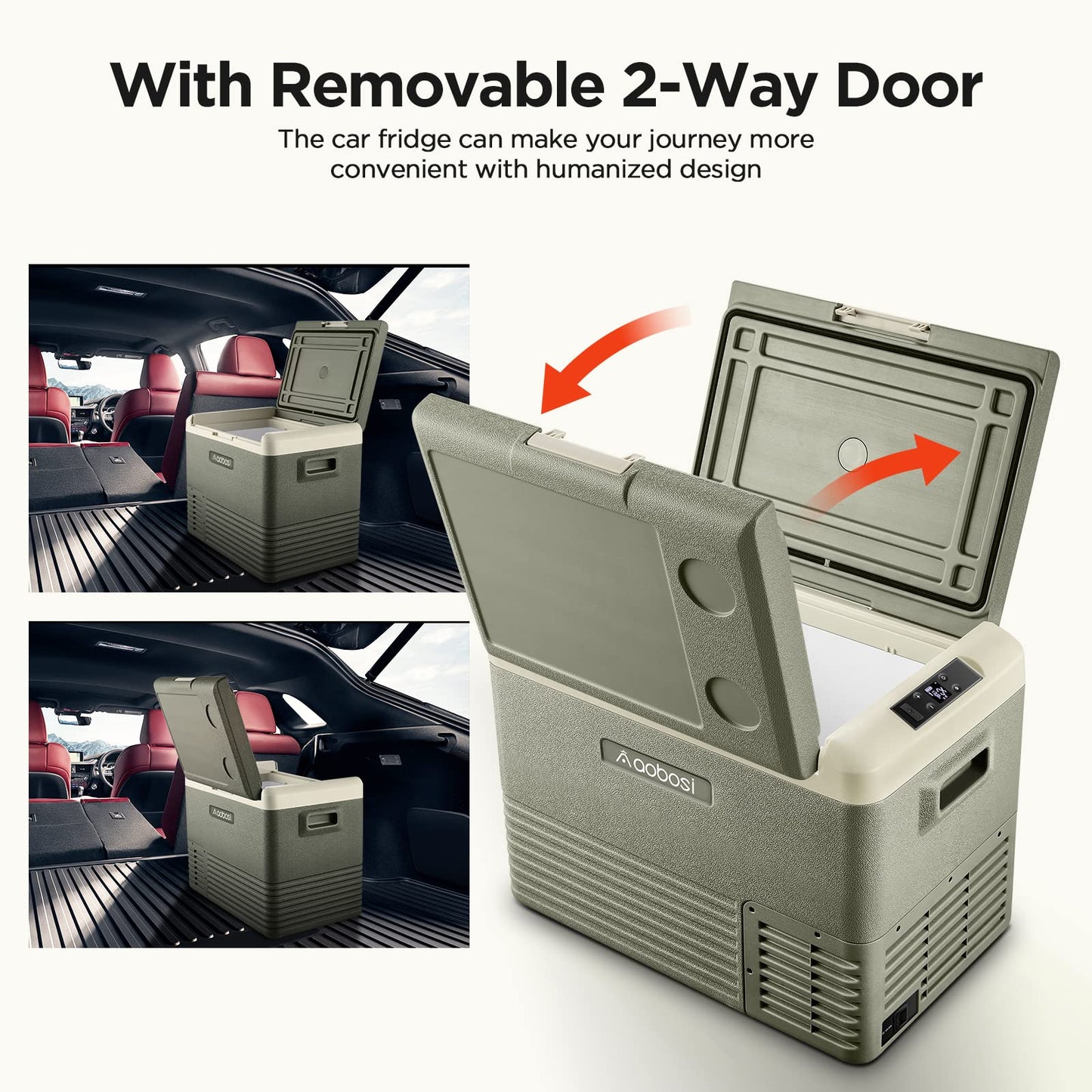 AAOBOSI 12 Volt Car Refrigerator, 42 Quart (40L) Portable Car Fridge, -4℉~68℉ Electric Cooler, RV Car Freezer APP Control,12/24V DC & 110-240V AC Compressor Cooler for Truck, Camping, Travel,