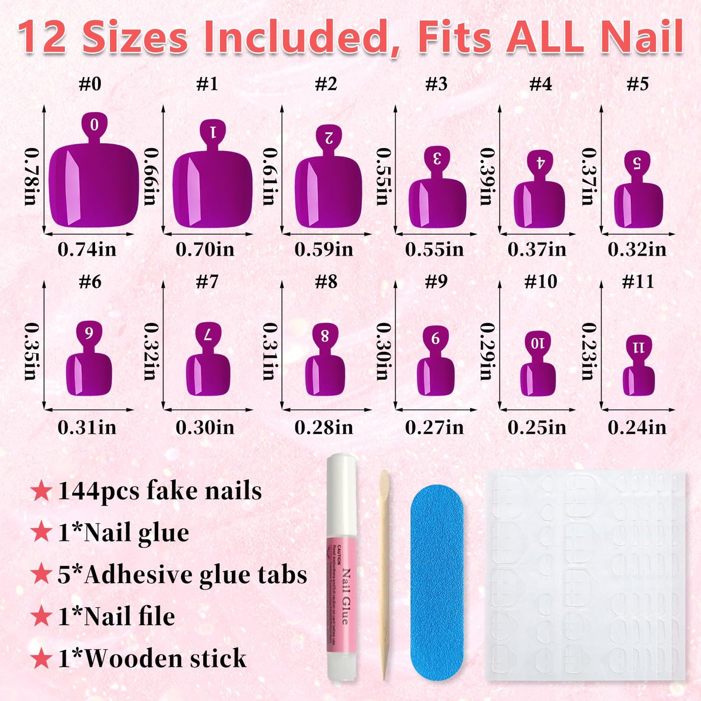 EternalClassic 144pc Press on Toenails for Women Toe Nail Press ons Short Square with Glue&Jelly Glue, Purple Fake Toe Nails Glue on Toe Nails, Full Cover Acrylic Artificial Toe Press on Nails