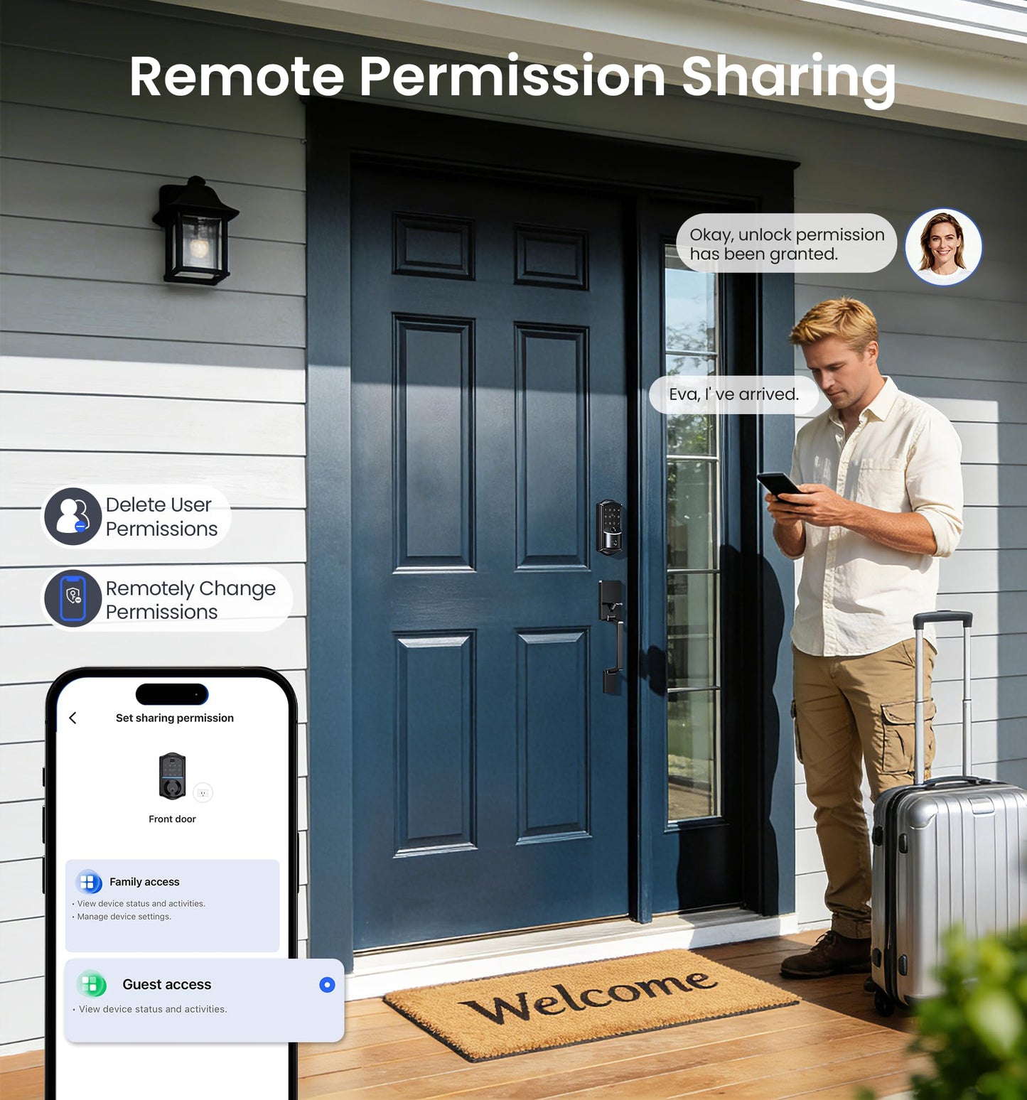 Veise VE027 Built-in Wi-Fi Smart Lock, Fingerprint Keyless Entry Front Door Lock, App Remote & Voice Control, No Hub Needed, Touchscreen Keypad Deadbolt, IP65 Waterproof, BHMA Grade 3, Matte Black