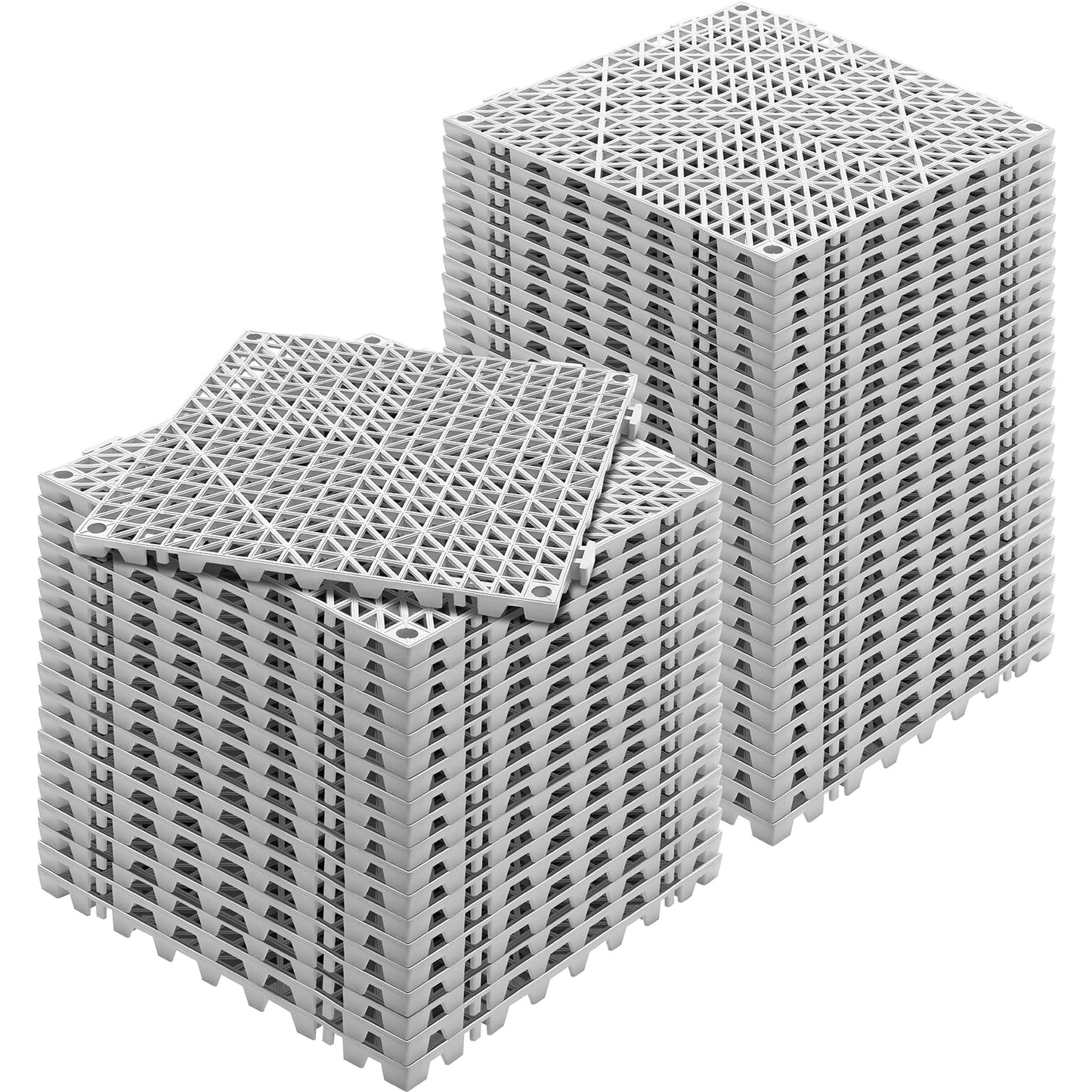 Happybuy Tiles Interlocking 50 PCS Gray, Drainage 12x12x0.6 Inches, Outdoor Floor Tiles, Outdoor Interlocking Tiles, Deck Flooring for Pool Shower Bathroom Patio Garage