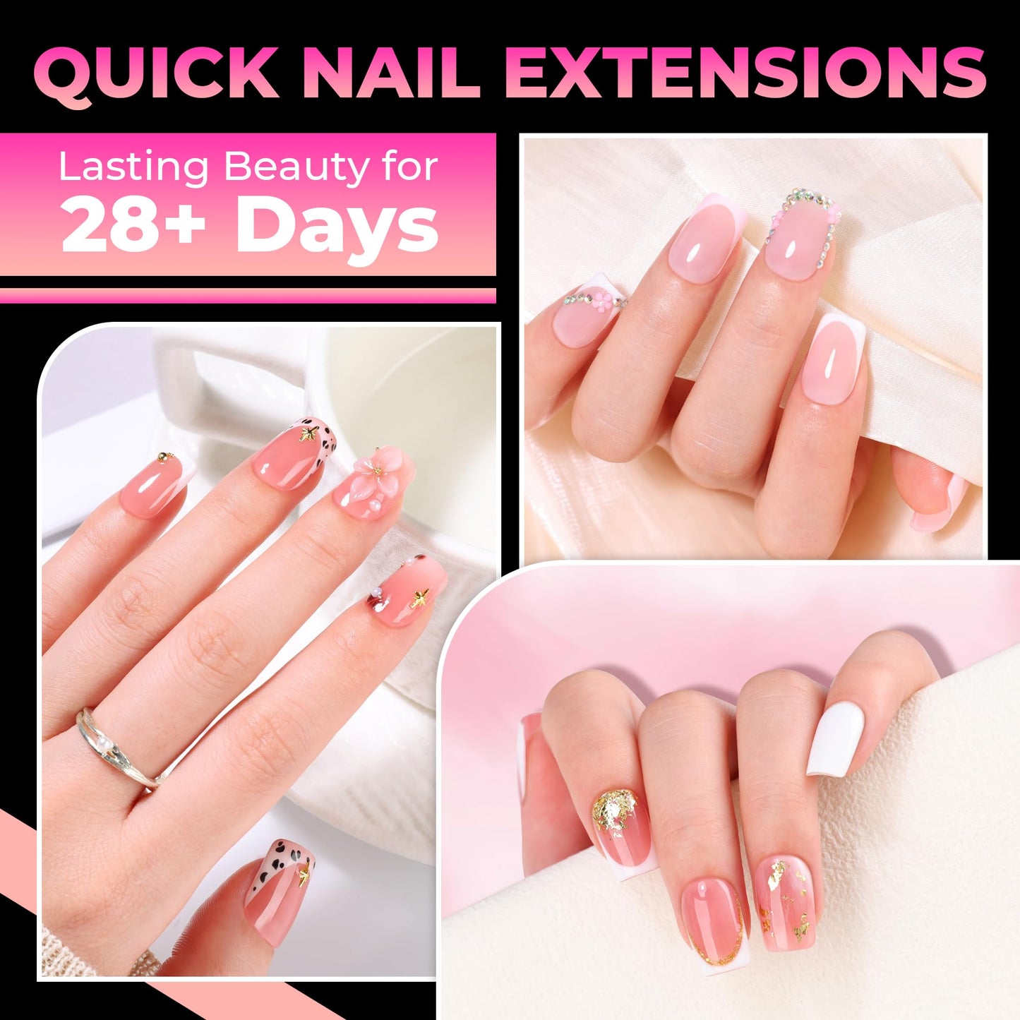 UNA GELLA Short Square Gel Nail Tips, 510Pcs Short Square Press on Nails 15 Sizes Half Matte Fake Acrylic Full Cover Nail Tips Clear No C Curve False Nails for Nail Extensions DIY Home Salon for Women