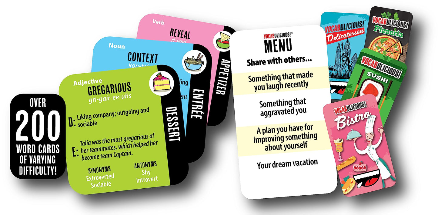 Semper Smart Games VOCABULICIOUS! The Vocabulary, Word and Conversation Game That Makes Mealtime More Meaningful.