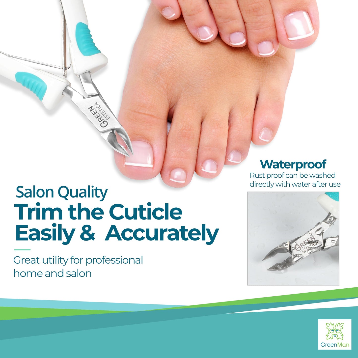 Cuticle Trimmer with Pusher & Nipper with Non-Slip Grip Handle Professional Stainless Steel Cuticle Cutter Sharp Blades Double Spring Cuticle Nippers for Nail Care Pedicure Manicure Nail Tools (Silver