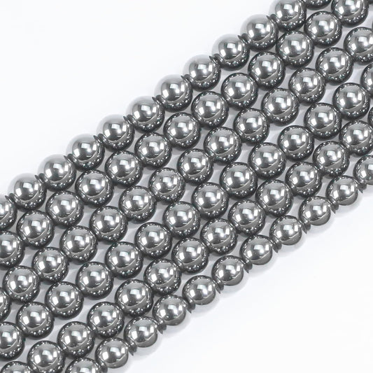 6mm Natural Gemstone Round Hematite Loose Beads for Jewelry Making Bracelets Necklace Earrings Art Craft (60-62pcs/strand)