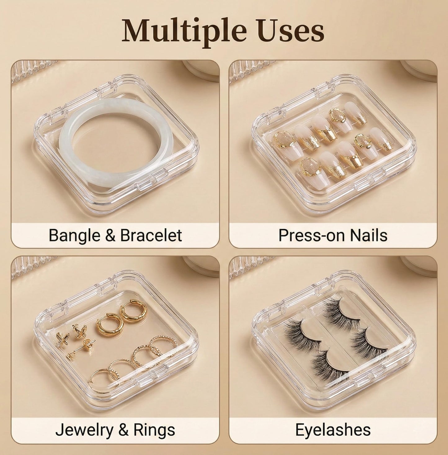 Kyvenly Press On Nail Organizer 12pcs 3.3in Nail Case And 1 Big Acrylic Storage Box For Packaging Clear Display Box Fake Nail Organizer With Double Sided Adhesive Tabs Nail Display Nail Salon