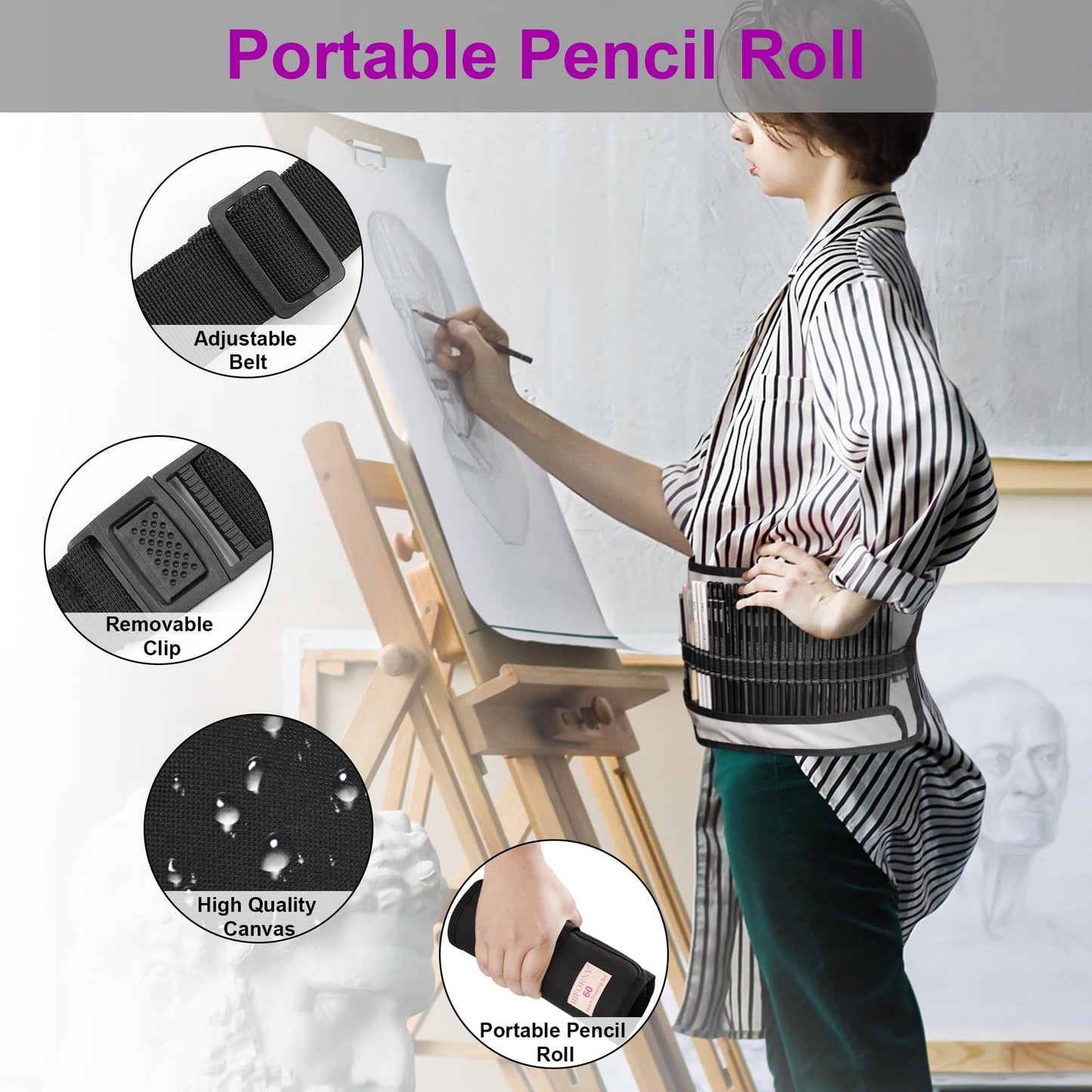 HIFORNY 60 Pcs Drawing Kit Sketching Pencil Set,Sketch Pencils Art Supplies with 3-Color Sketchbook,Graphite,Charcoal,Drawing Pencils for Adults Artists