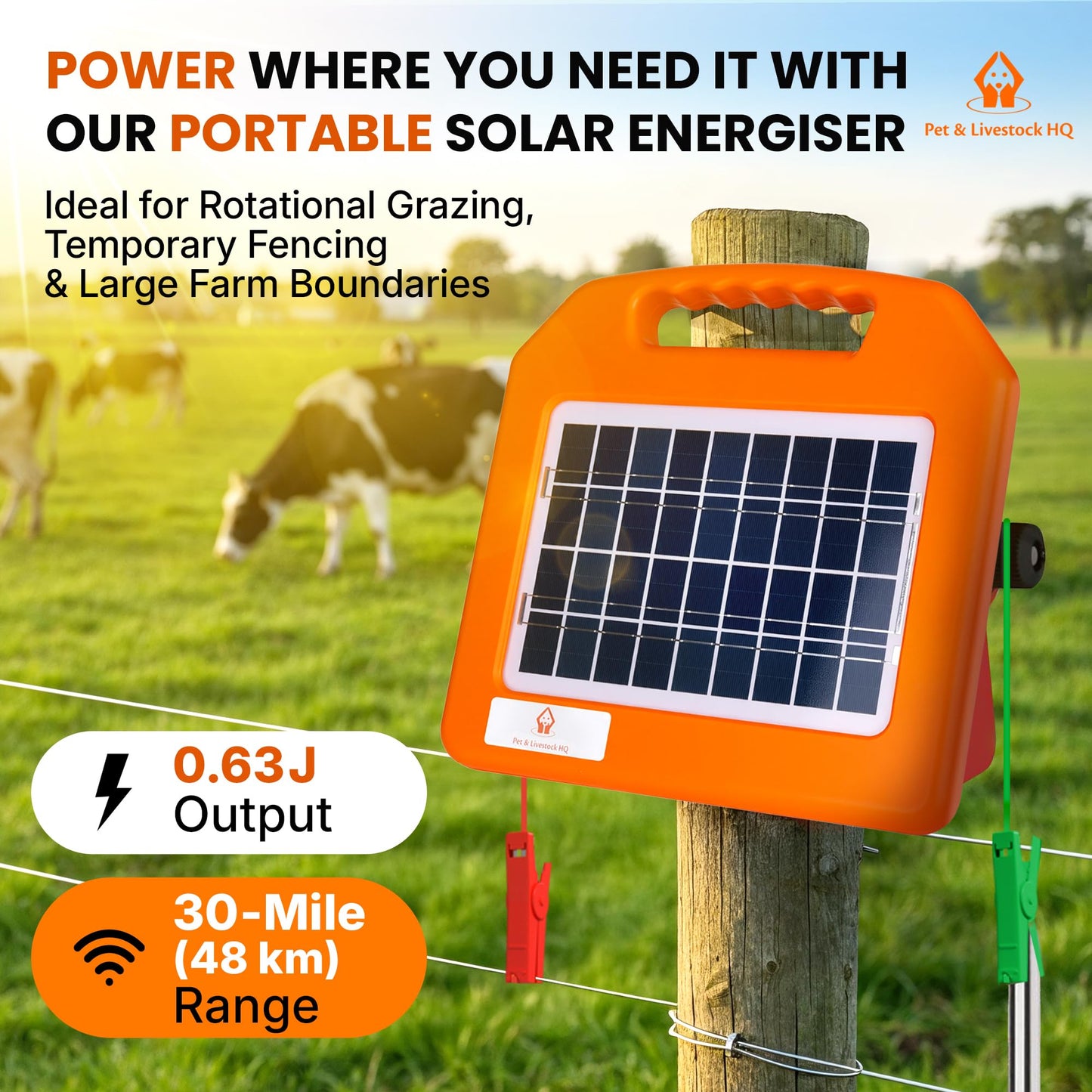 Pet & Livestock HQ - 1640ft Electric Polytape Fence with 30 Mile Charger - 2 Product Bundle