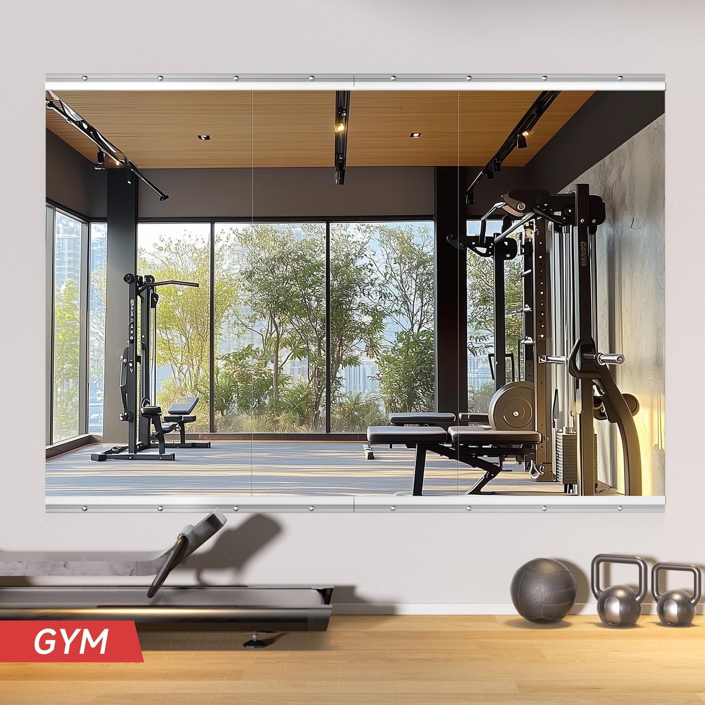 WINNICE 48"x24" 3 Pack Home Gym Mirror Set, Full Body Wall Mounted Fitness Mirrors, 4MM Tempered Glass for Yoga, Dance, Studio with Complete Installation Kit