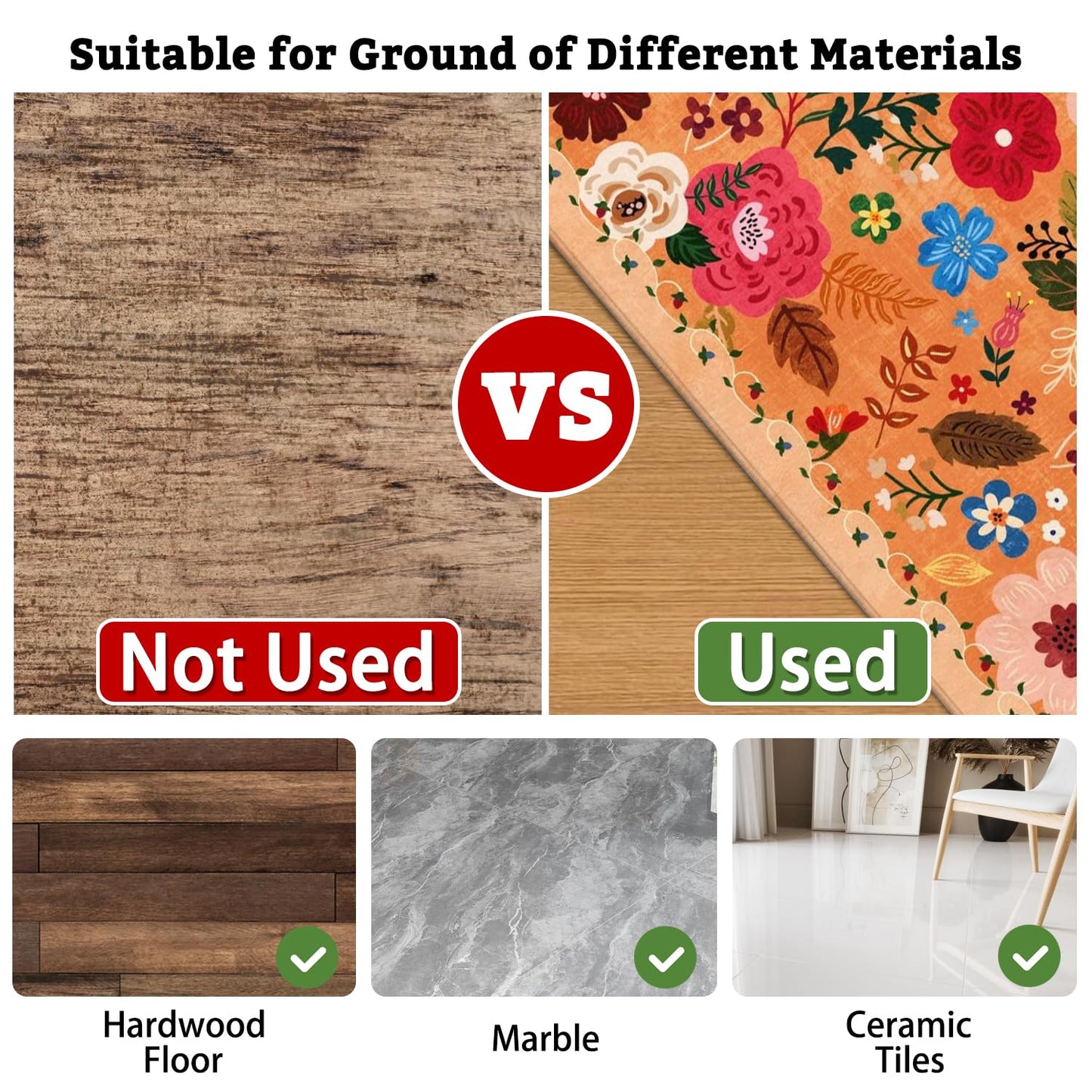 Office Chair Mat for Hardwood & Tile Floor,Boho Floral 36"x48" Computer Chair Mat for Rolling Chairs Carpet,Under Desk Non Slip Gaming Rug,Low-Pile Rubber Backing Large Protector Mat(Orange)