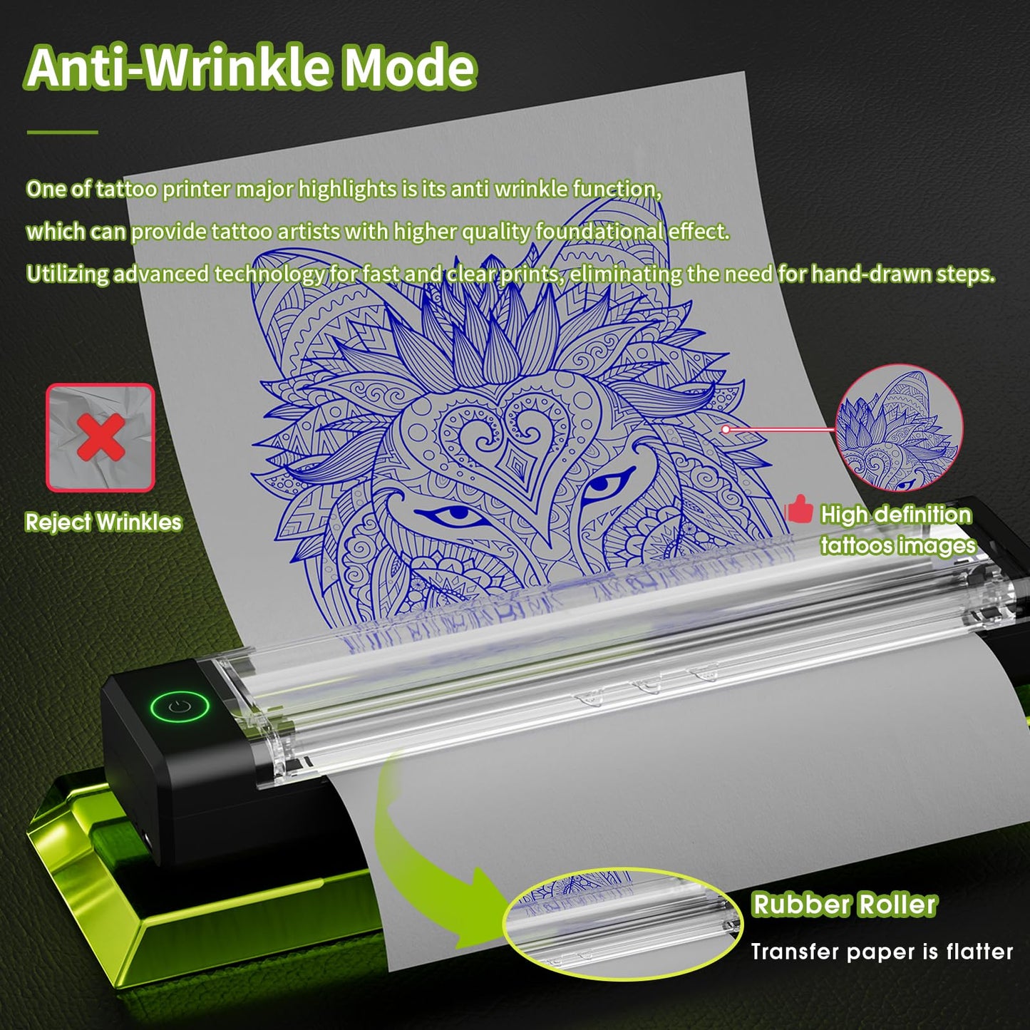 Filter Tattoo Stencil Printer Kit - Printer Machine with 7 Strokes 2.0-4.0mm Tattoo Gun Machine, Extra 1600mAh Power Supply, 20Pcs Tattoo Cartridge Needles for Beginners and Artists