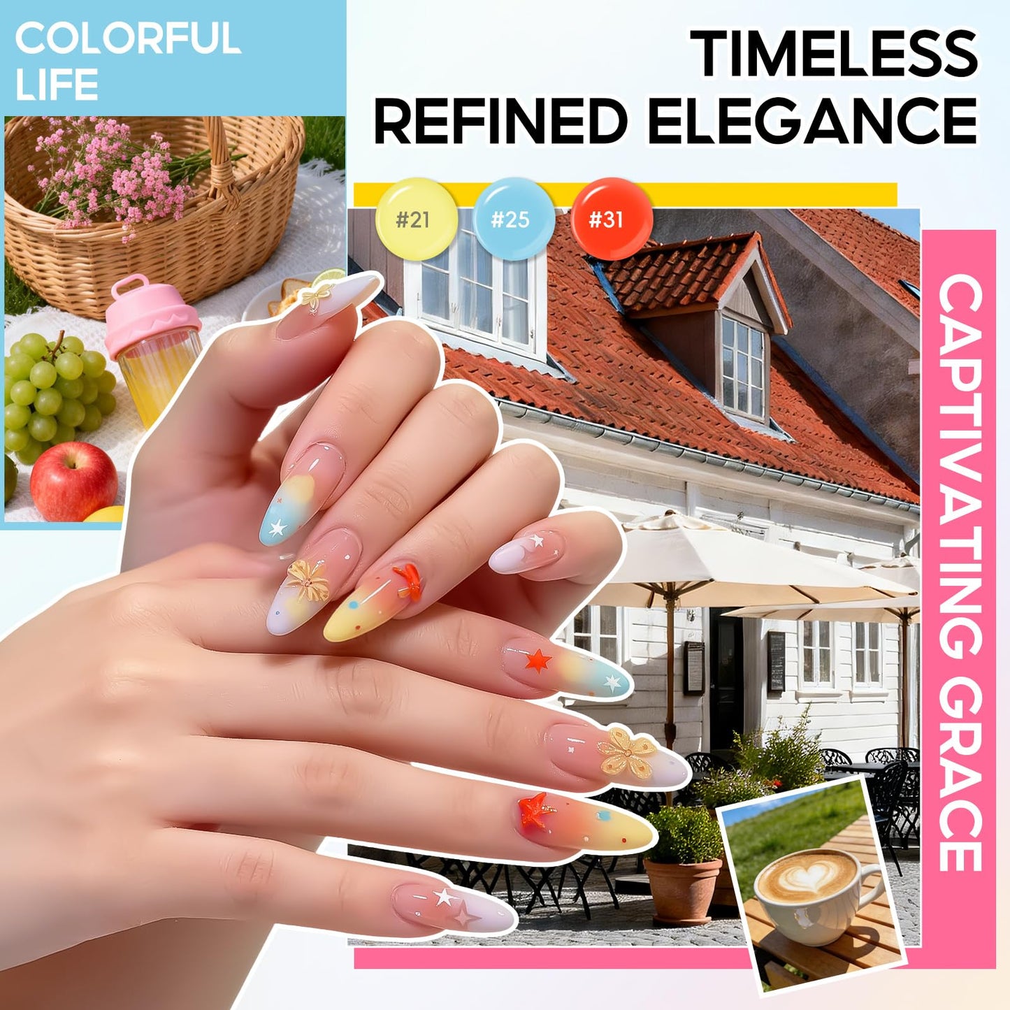 PEACECOLOR 53PC Gel Nail Polish Kit with U V Light and Drill 35 Colors Soak Off Gel Polish with Matte Glitter Glossy Top Base Coat Art Manicure Complete Nail Polish Kit Gifts for Women