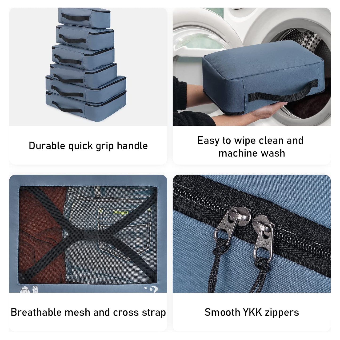 ECOHUB Hardside Expandable Carry On Luggage 2 Set and Packing Cubes 7 Set Tear-Resistant Packing Cubes