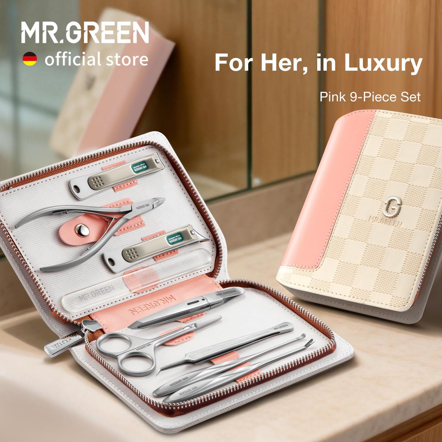 MR.GREEN Manicure Sets Light Luxury Nail Clipper Kits Personal Care Tools Fashion Contrasting PU Case (Mr-8886)