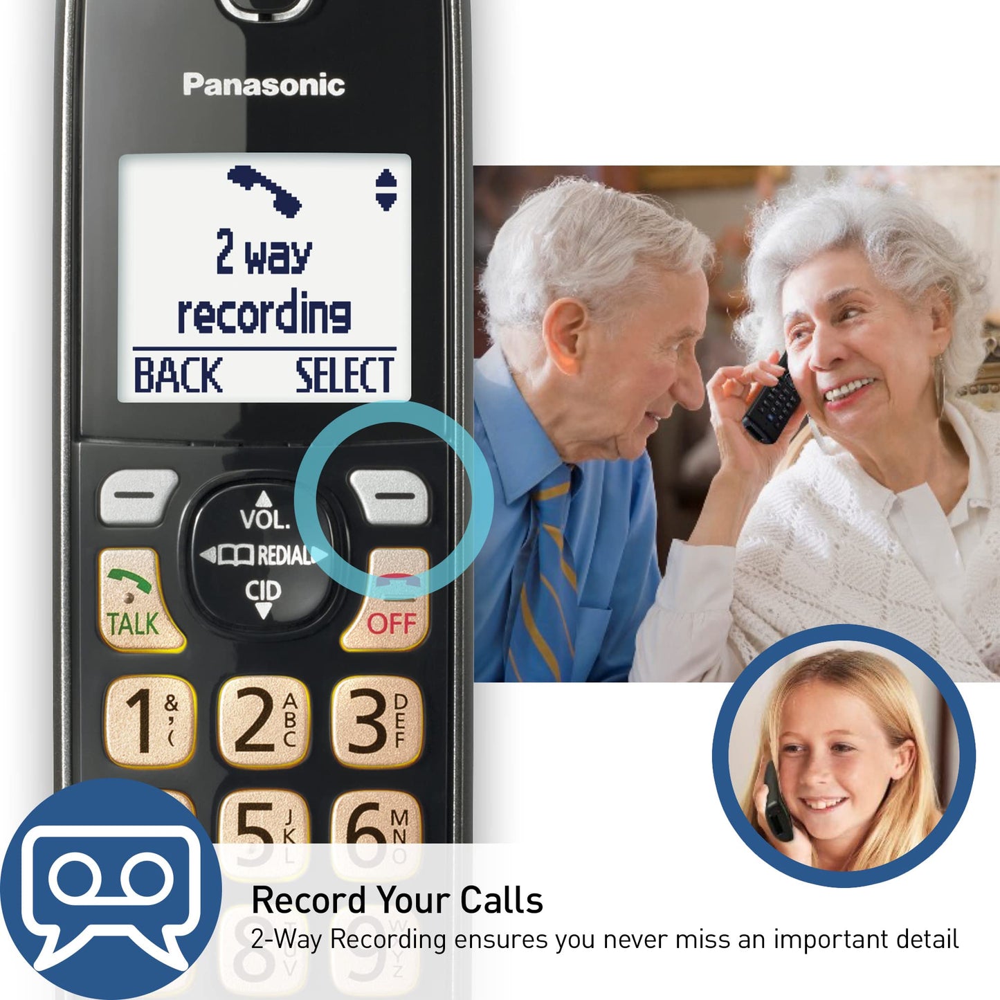 Panasonic Cordless Phone with Answering Machine, Advanced Call Block, Bilingual Caller ID and High-Contrast Display, Expandable System with 1 Handset Cordless Telephone - KX-TGD830M (Metallic Black)