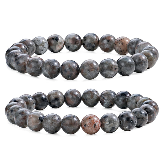 Bivei Natural Gemstone Semi Precious Healing Crystals Handmade Stretchy Round Beads Bracelet, Enhance Positive Energy,Stocking Stuffers for Women(Yooperlite (Inspiration & clarity)(Large))