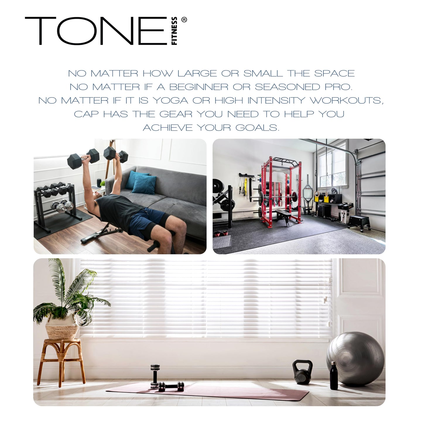 Tone Fitness Premium Extra Thick 1-Inch High Density Exercise Mat with Carry Strap – Non-Slip Workout, Pilates, and Yoga Mat for Home Gym - Color Blue - Diamond Pattern