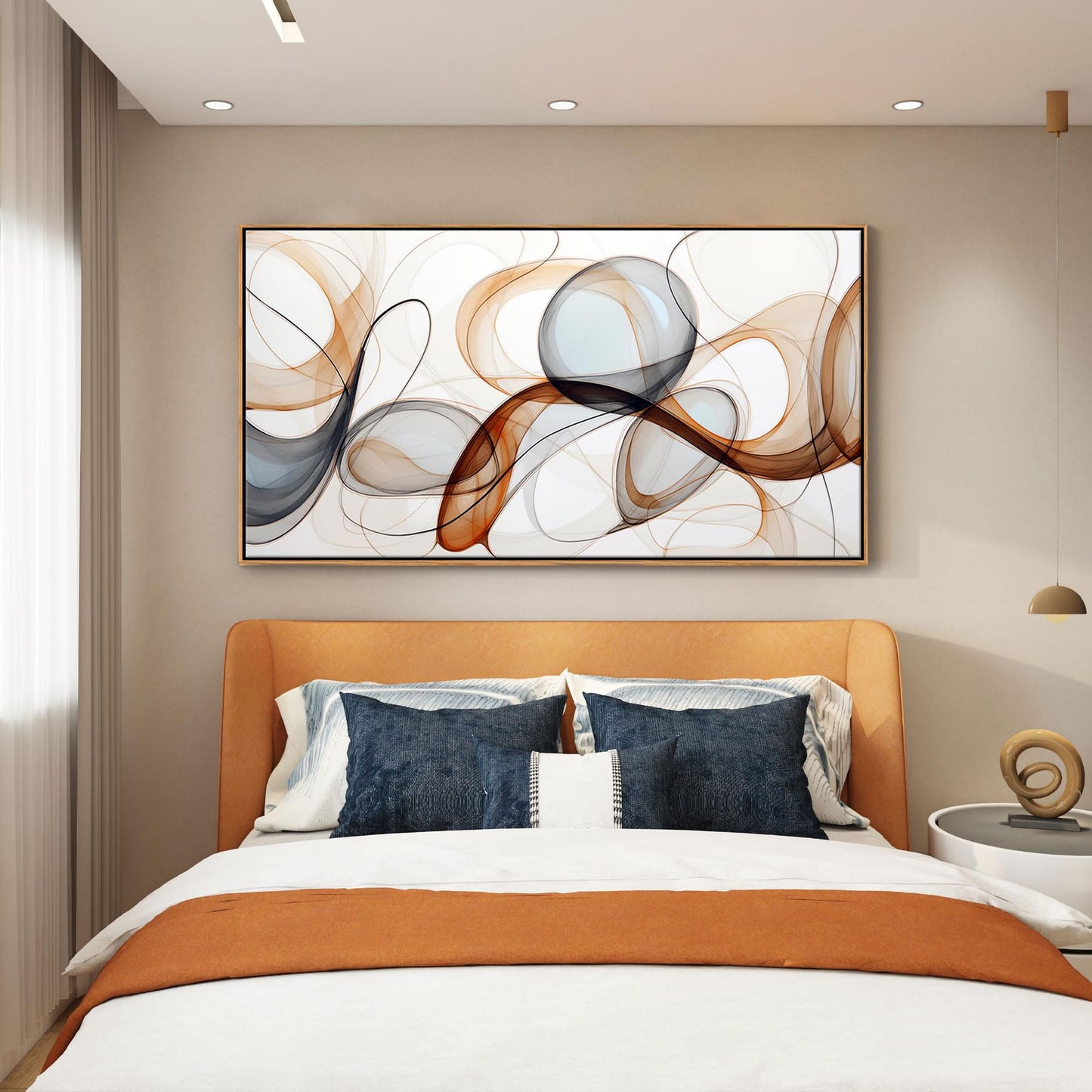 XLSJERST Modern Abstract Wall Art - Deep Spiritualism Art White And Brown Canvas Pictures Artwork Living Room Office Bedroom Wall Decor