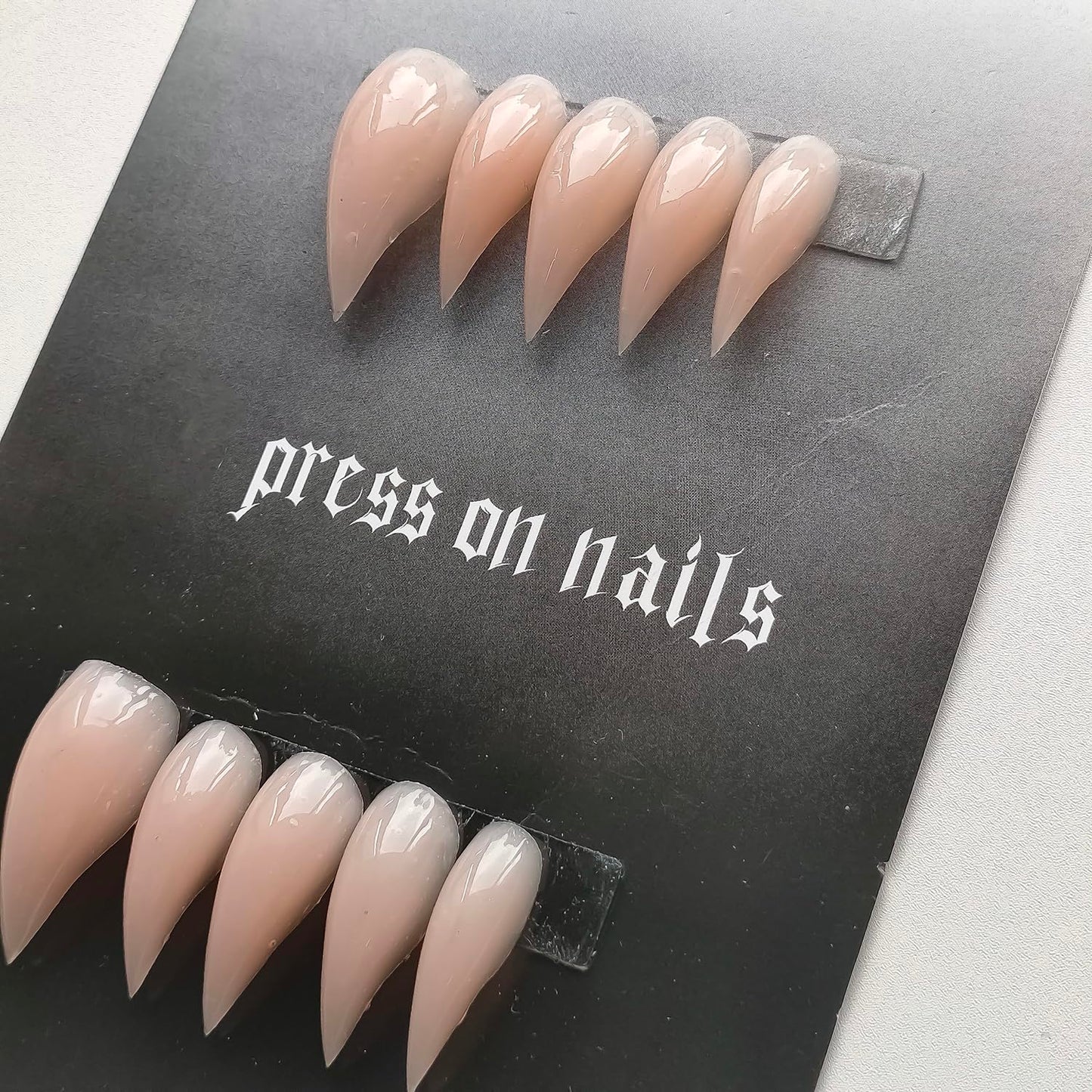 Luxury Press on Nails Medium Curved Stiletto Handmade Eagle Claw Unique Reusable ABS Material Fake Nails Dragon Cat Claw False Nails with Designs Nude Glossy Glue on Nail Thick Acrylic Nail(S)