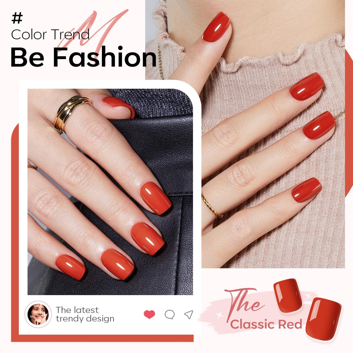 Modelones Red Press on Nails for Women, Fall Halloween Short Square Fake Nails, Reusable Nail Kit with Nail Glue Adhesive Tabs Mini Nail File, Nails Press Ons 32Pcs16 Sizes, Women Girl Gift
