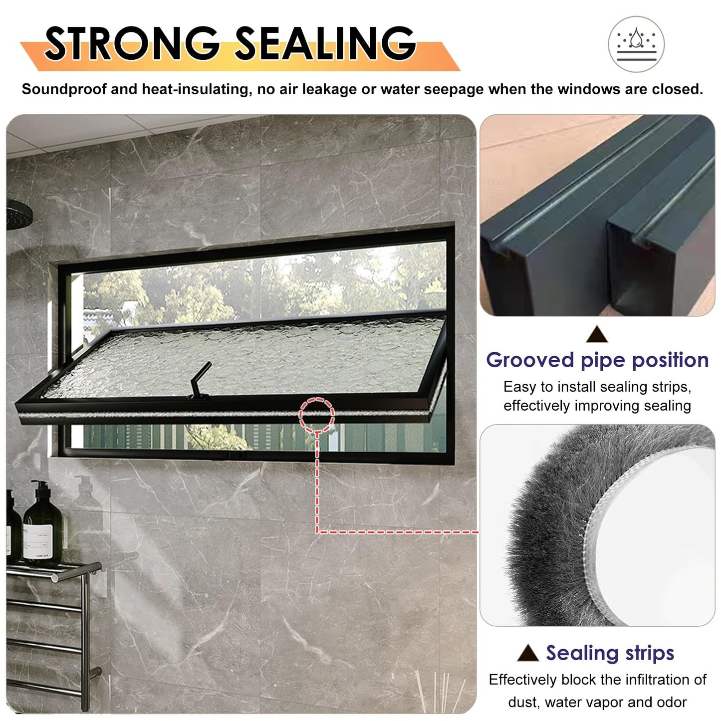 Basement Window With Tempered Glass,Bathroom Adjustable Ventilation,360° Rotating,Home Replacement Aluminum Casement For Sheds,Customizable Size