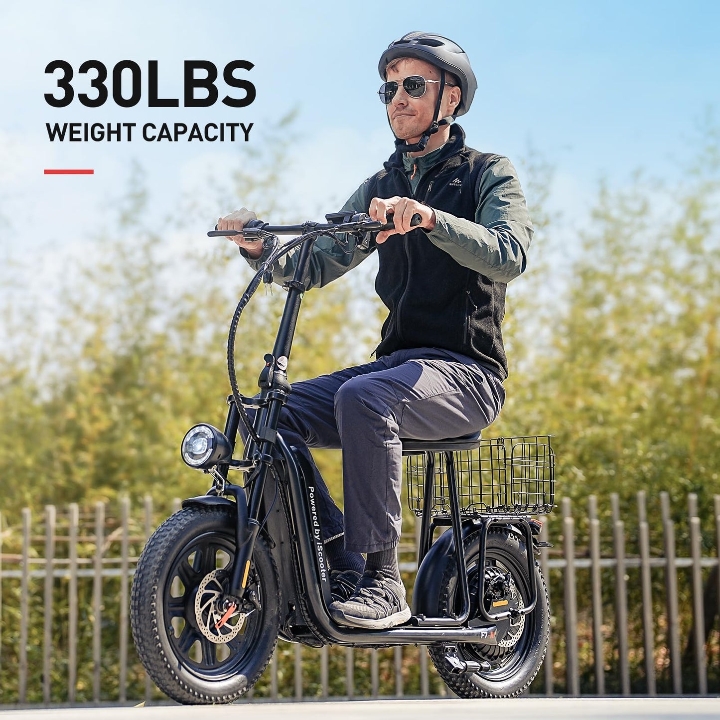 iScooter F7 Electric Scooter Adults, 28 MPH Top Speed & 45 Miles Range, 16'' Fat Tire Scooter for Adults, Detachable Seat & Adjustable Handlebar, 1000W Powerful Motor Electric Scooter with Seat