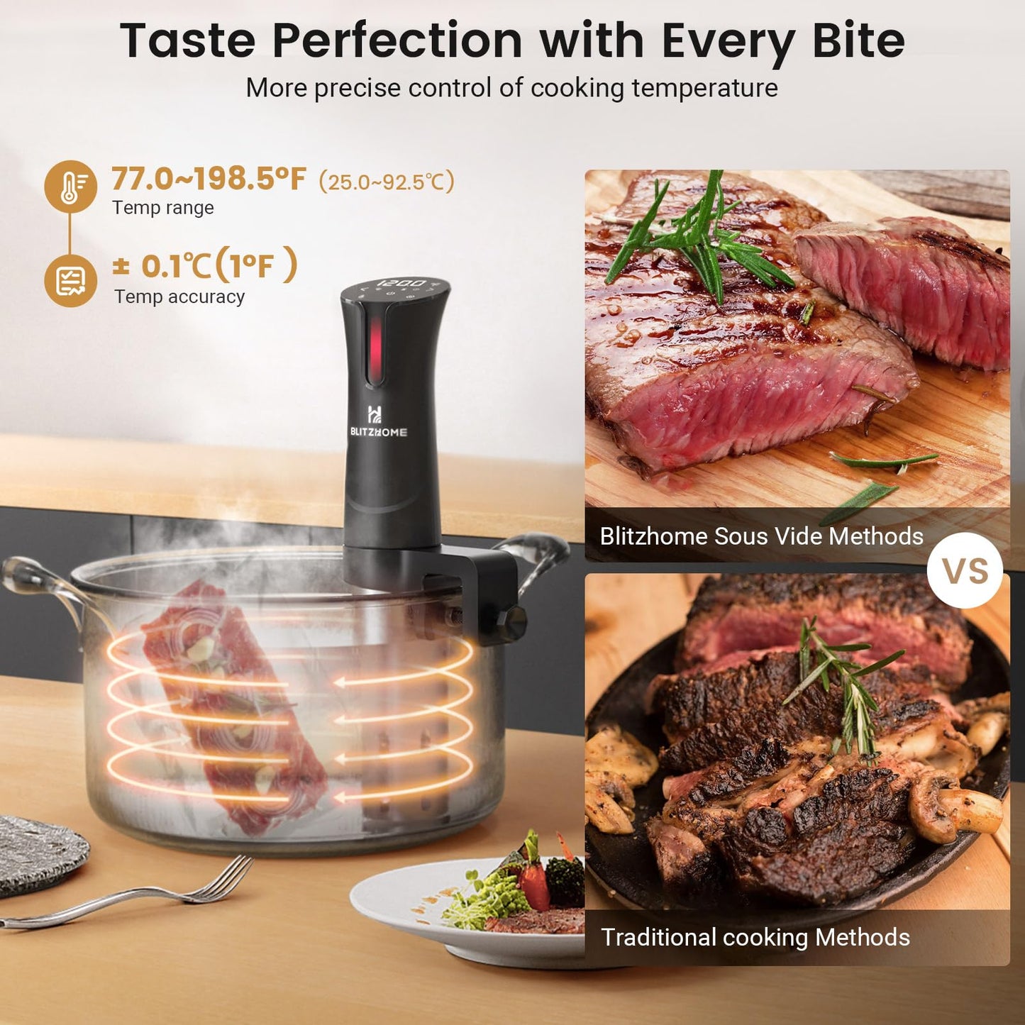 BLITZHOME Sous Vide Machine & Vacuum Sealer & 30 Pcs Kit Bundle: WiFi Enabled Sous Vide Cooker and 6 Easy Modes Sealer with Built in Cutter, 30Pcs Bags,1 Roll, 1 Vacuum Pump, 5 Air Valves, 5 Sealing