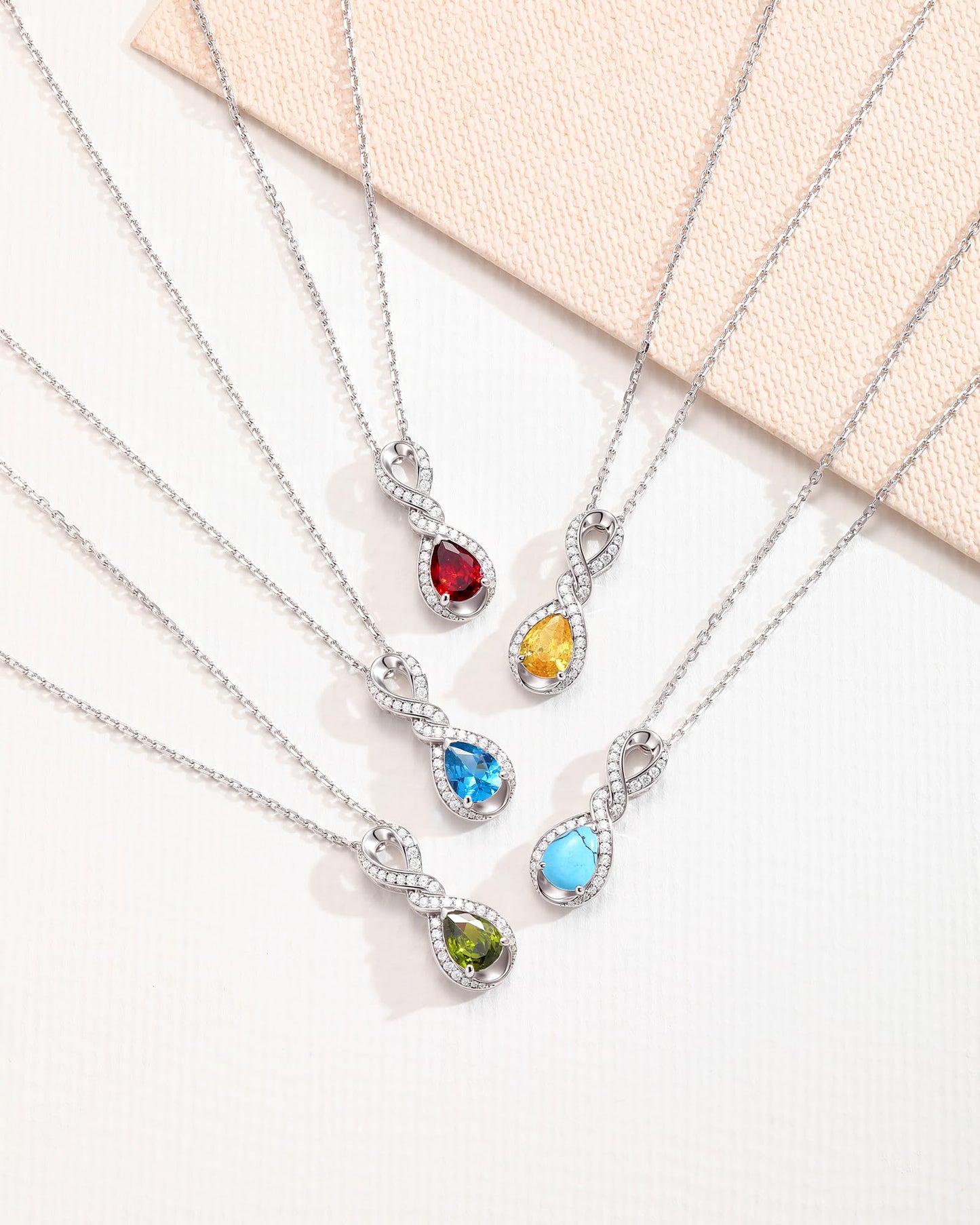 FANCIME Alexandrite Necklace June Birthstone Sterling Silver Dainty Infinity Knot Pendant Necklace Gemstone Fine Jewelry Anniversary Birthday Graduation Mothers Day Gifts for Women Mom