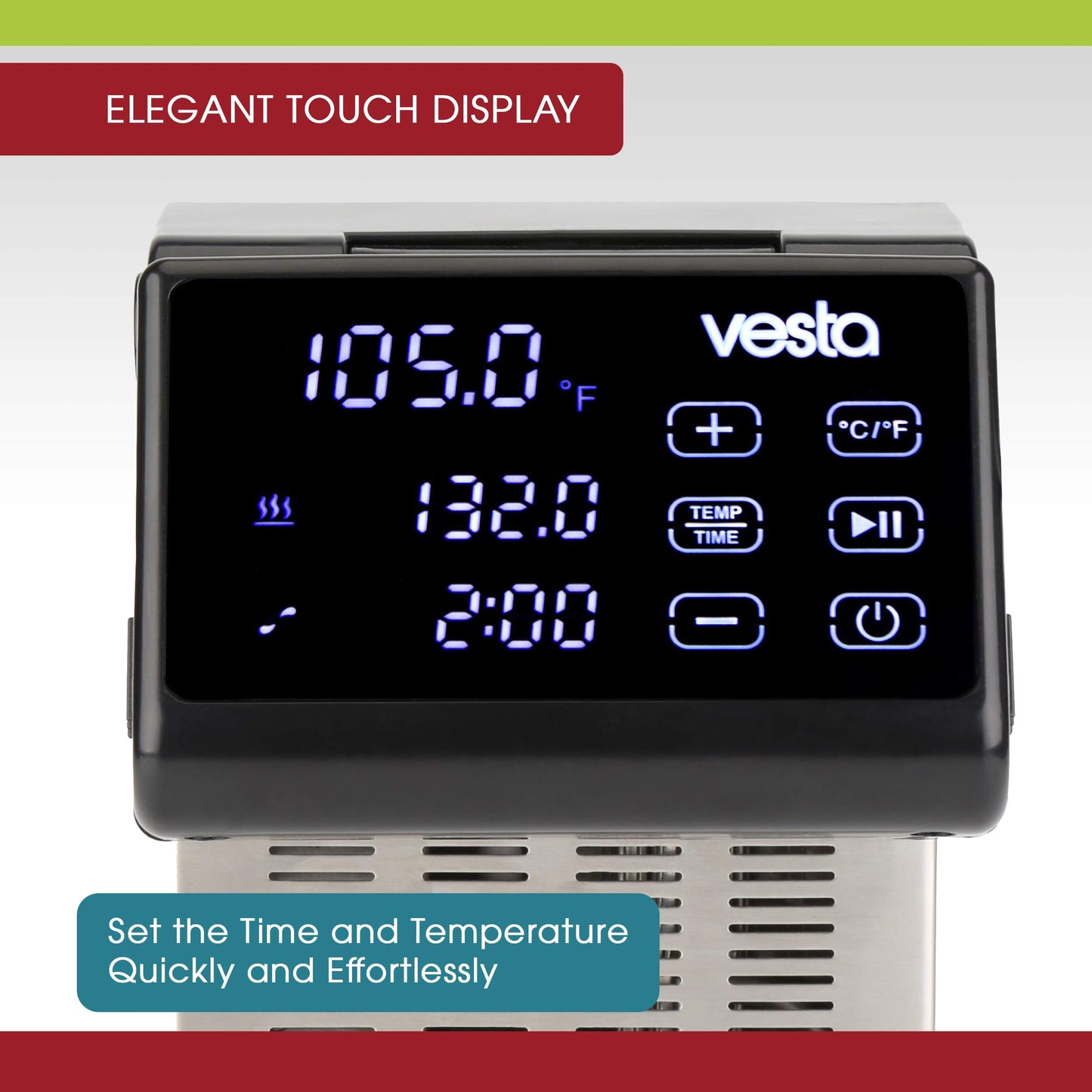 Vesta Precision Sous Vide Cooker, NSF Certified, 40L Capacity, App Control, Large Display Screen, Foldable Design, IPX7 Waterproof, 1200W High Performance Commercial Immersion Circulator for Kitchen