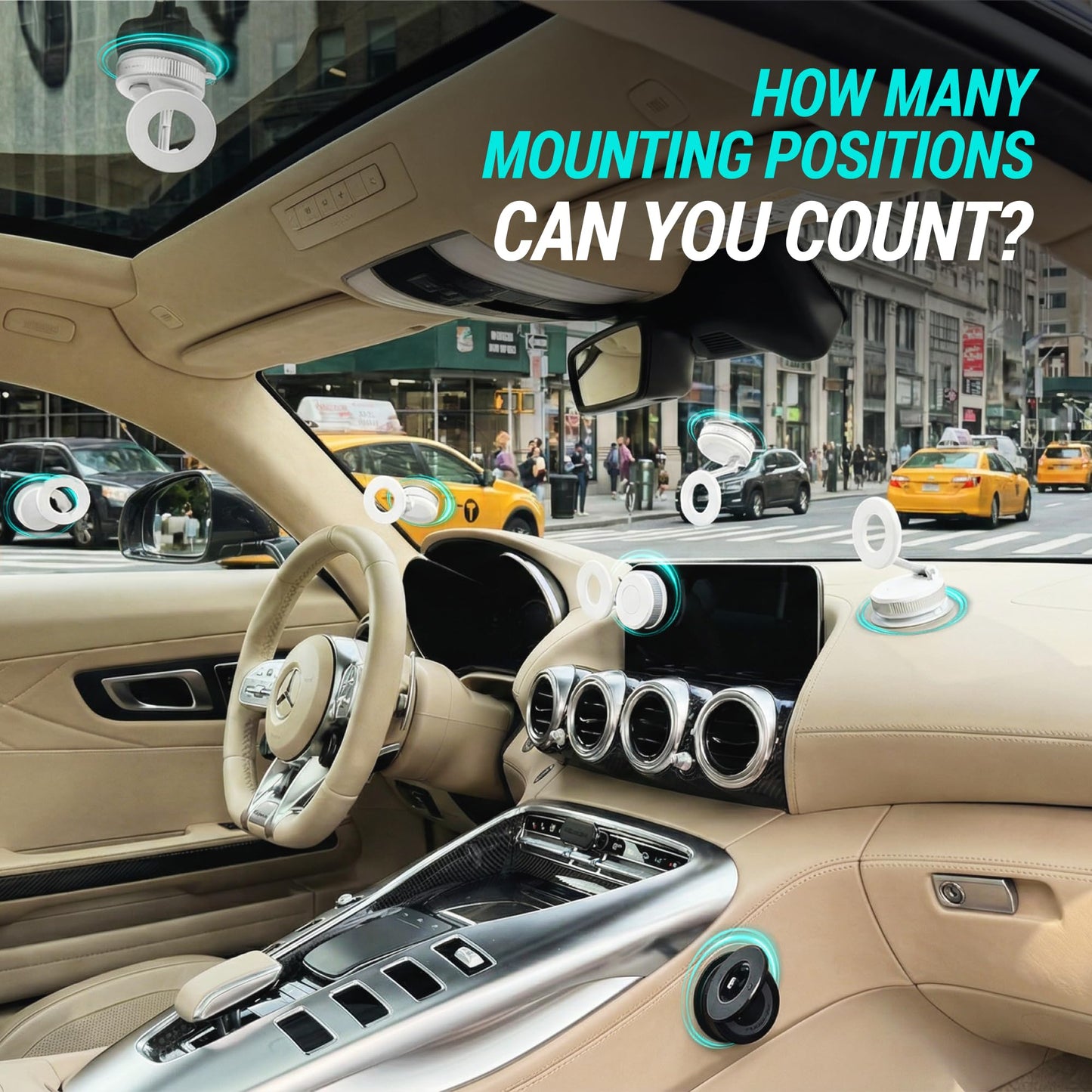 CARMOUNT Clutch-X™ White – Upgraded Vacuum Phone Mount Suction Cup Car Phone Holder for iPhone, Window Phone Mount, 360° Vacuum Magnetic Phone Holder for Car, Magnetic Phone Holder with Suction Cup
