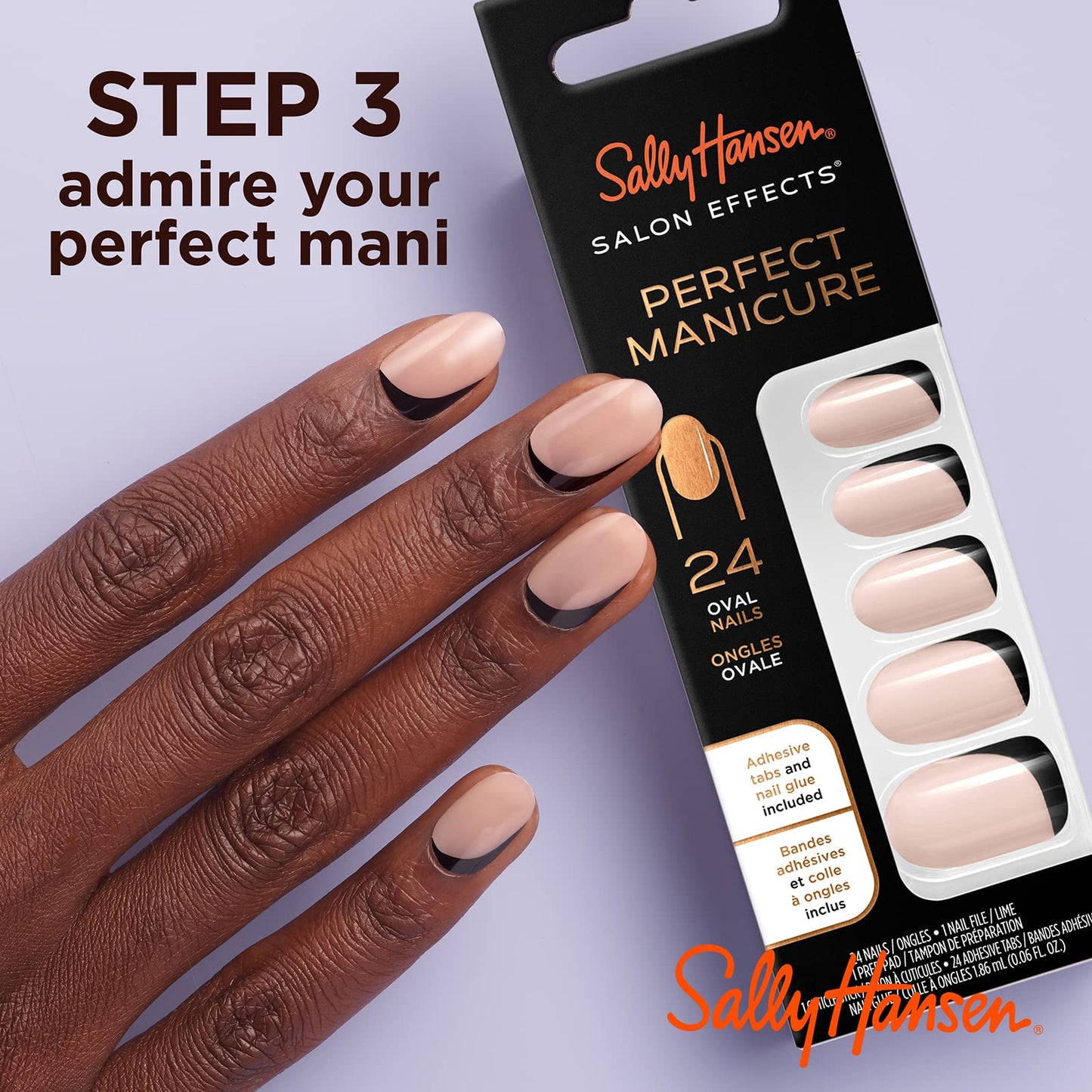 Sally Hansen Salon Effects® Perfect Manicure, Pink Clay, Press On Nails, Square Shaped, Non-Damaging Adhesive Tabs, File, and Alcohol Pad Included (Pack of 2)