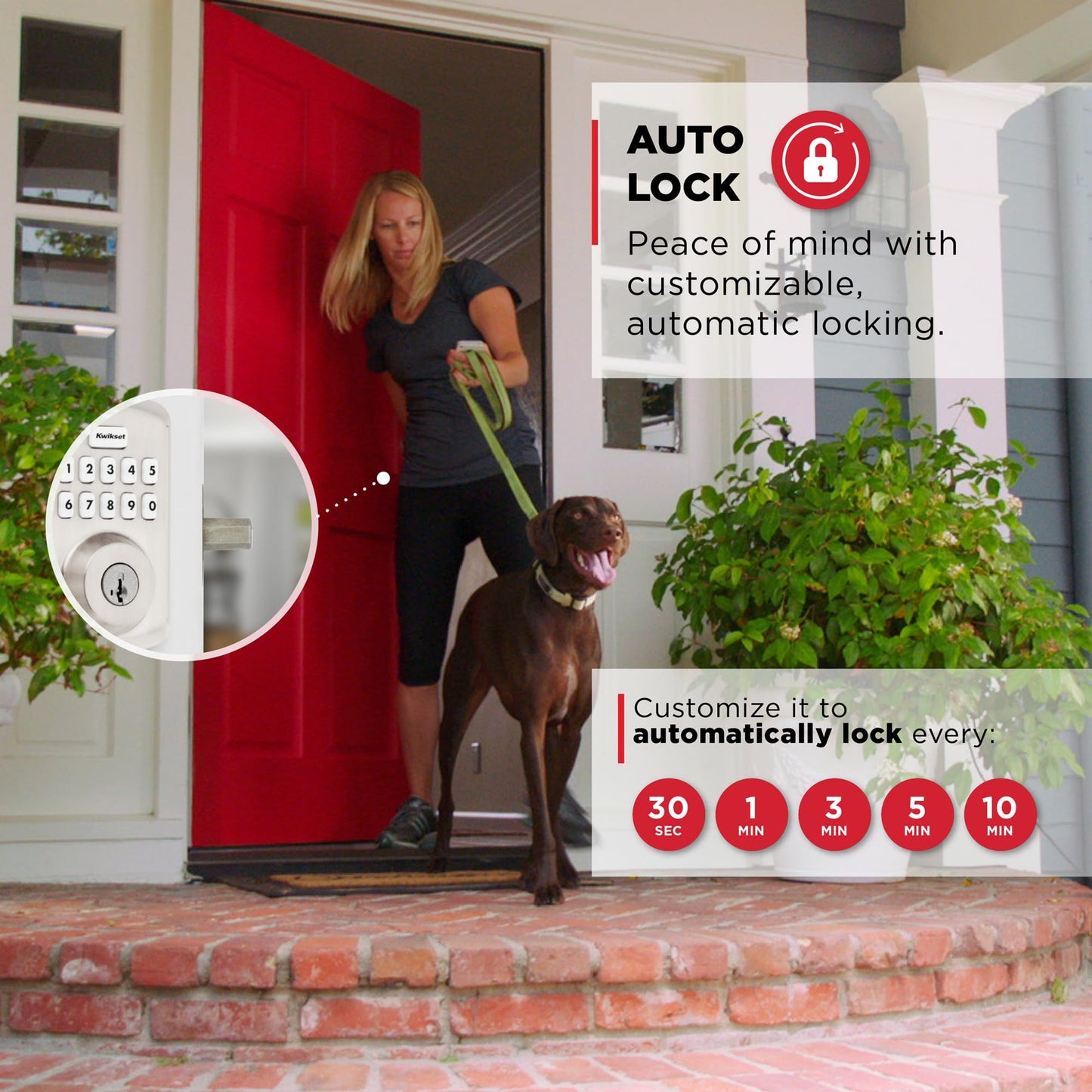 Kwikset Powerbolt 250 10-Button Keypad Satin Nickel Transitional Electronic Deadbolt Door Lock, Featuring Convenient Keyless Entry, Customizable User Codes, and Auto-Locking